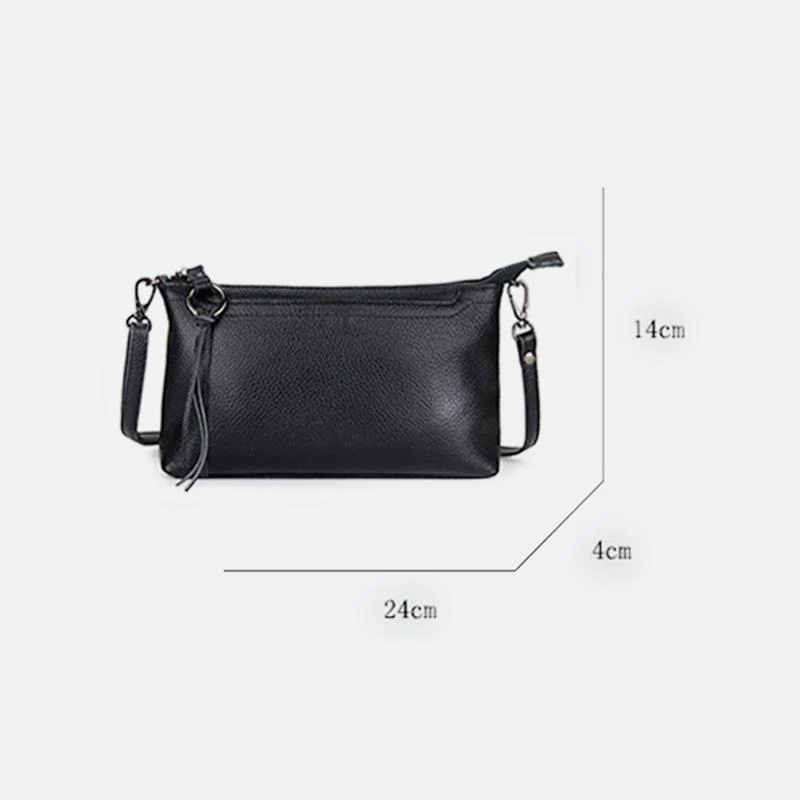 GenuineLeather Tassel Shoulder Crossbody Bag