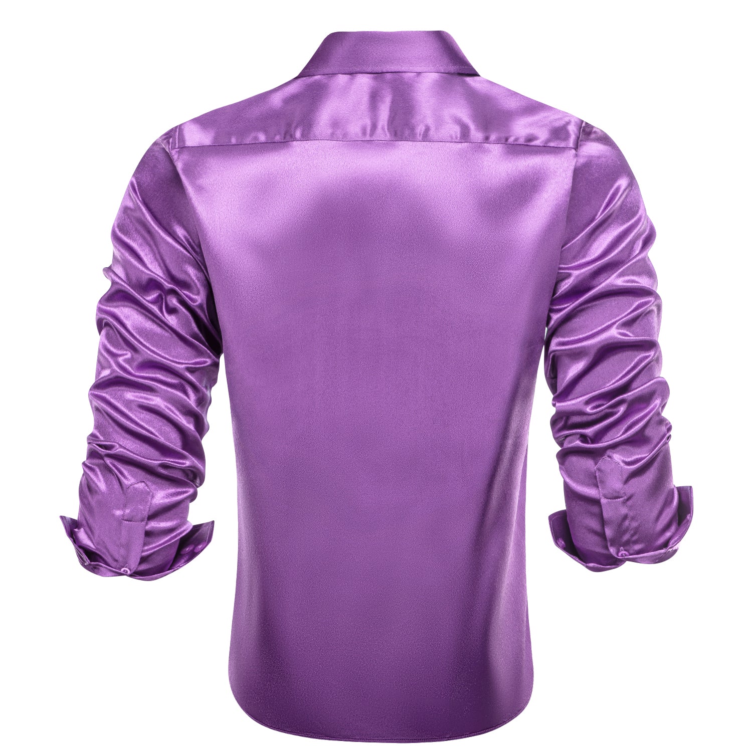 Dark Purple Solid Satin Men's Long Sleeve Shirt