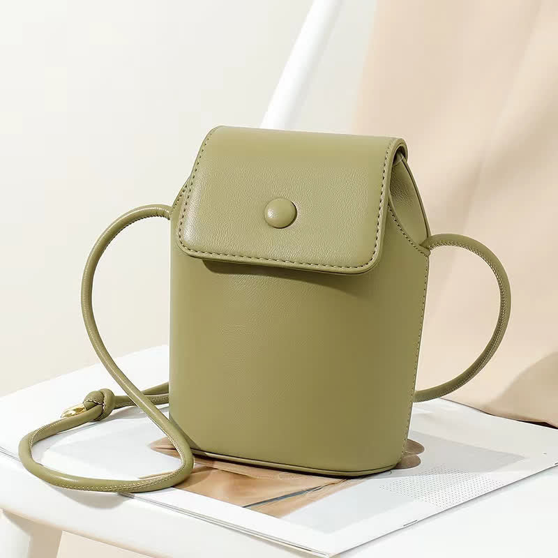 Women Mini Retro Bucket Bag PU Leather Phone Bag Crossbody Bag