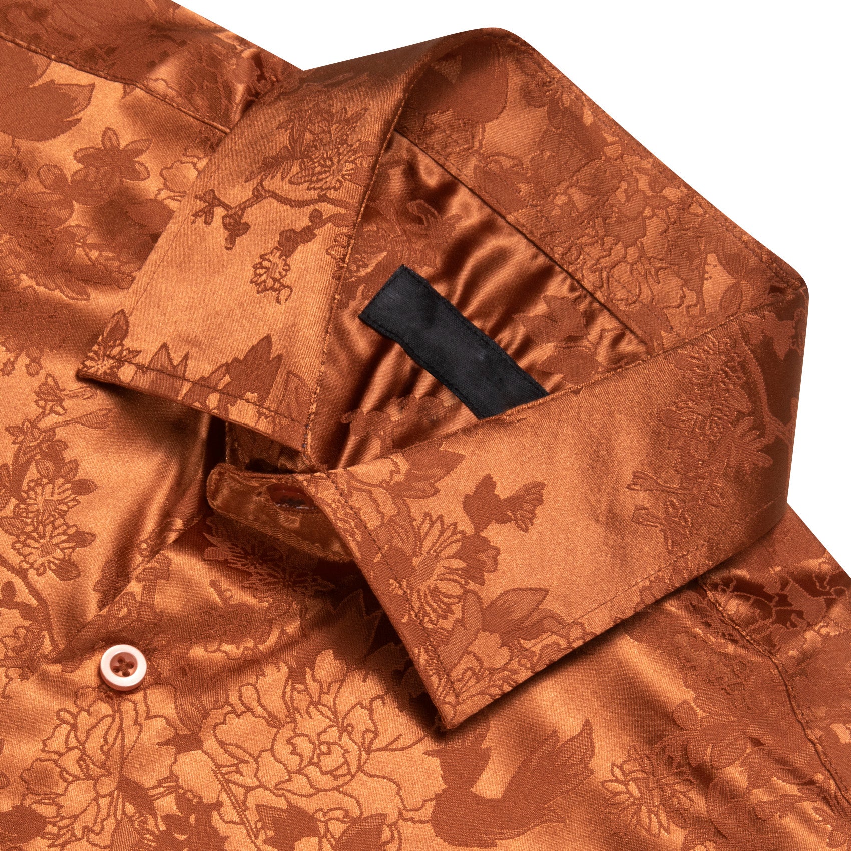 Chocolate Floral Leaf Men's Long Sleeve Shirt