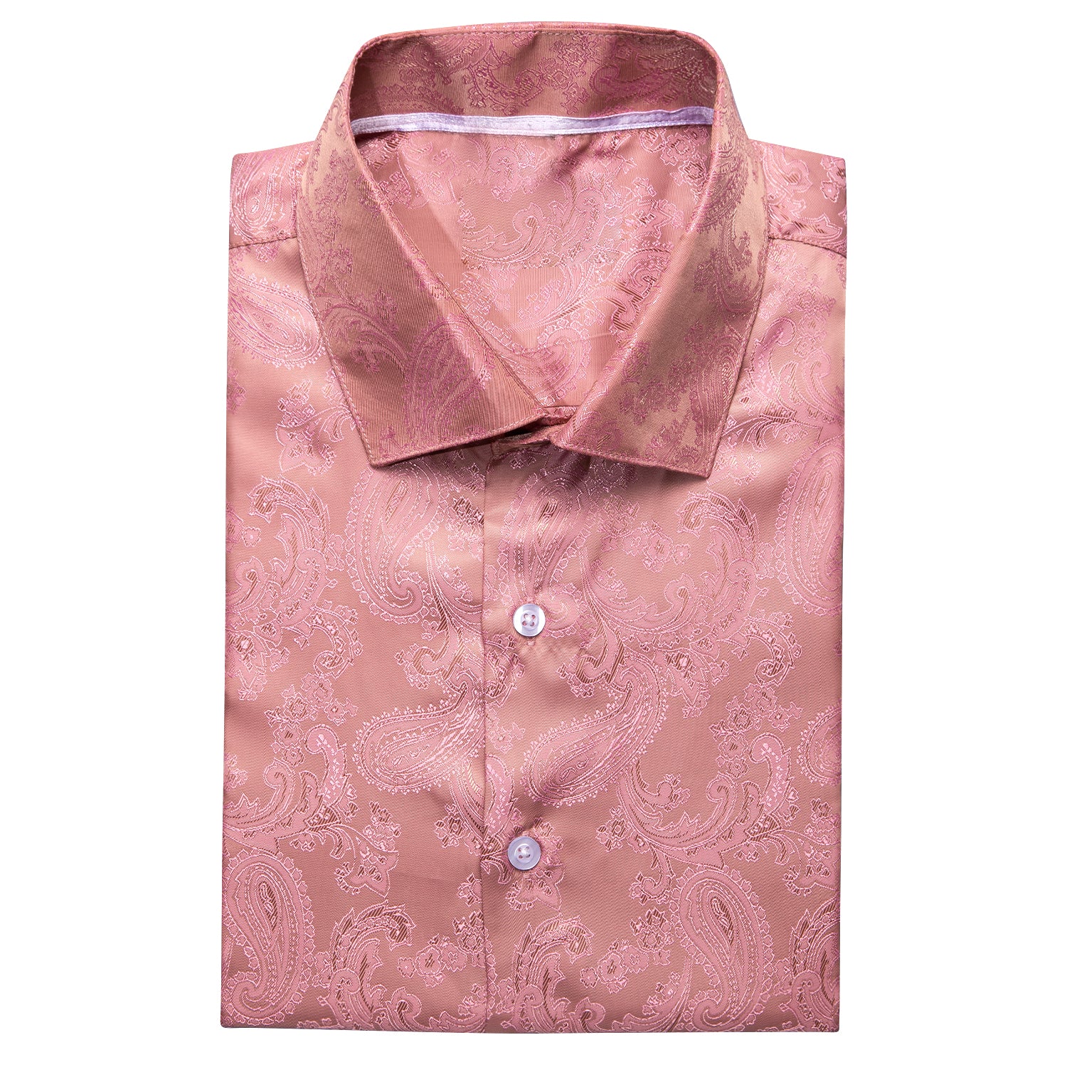New Baby Pink Paisley Silk Men's Short Sleeve Shirt