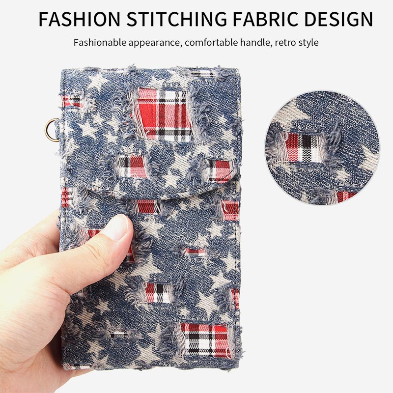 Casual Denim Printing Crossbody Phone Bag