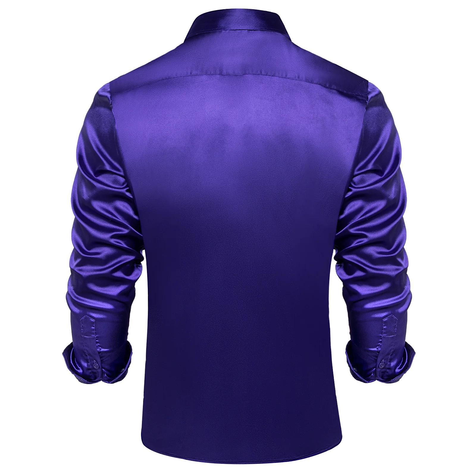Dark Purple Solid Satin Silk Men's Long Sleeve Business Shirt