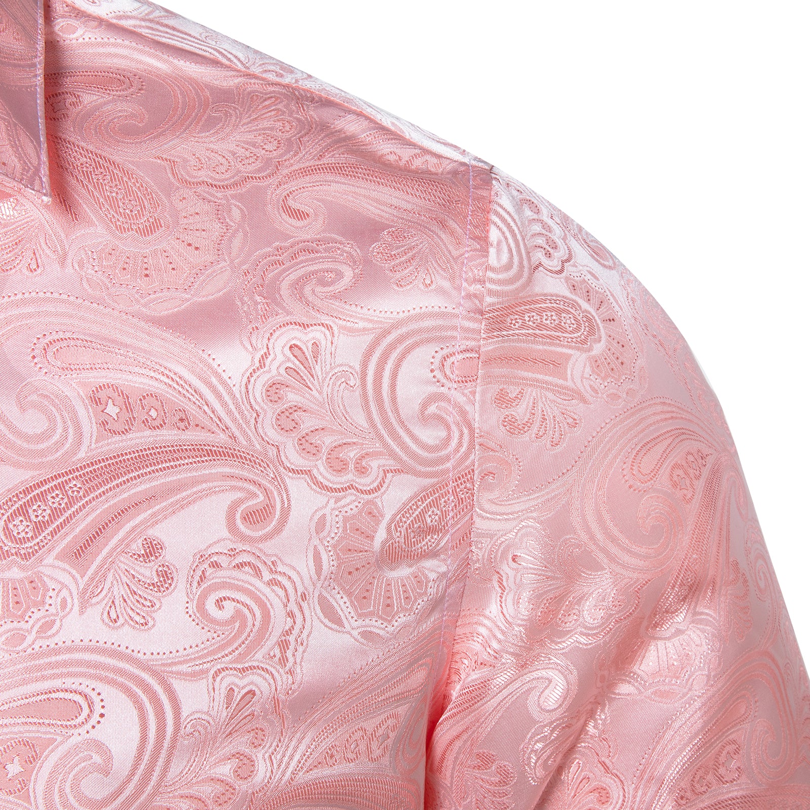 Light Pink Floral Silk Men's Long Sleeve Shirt