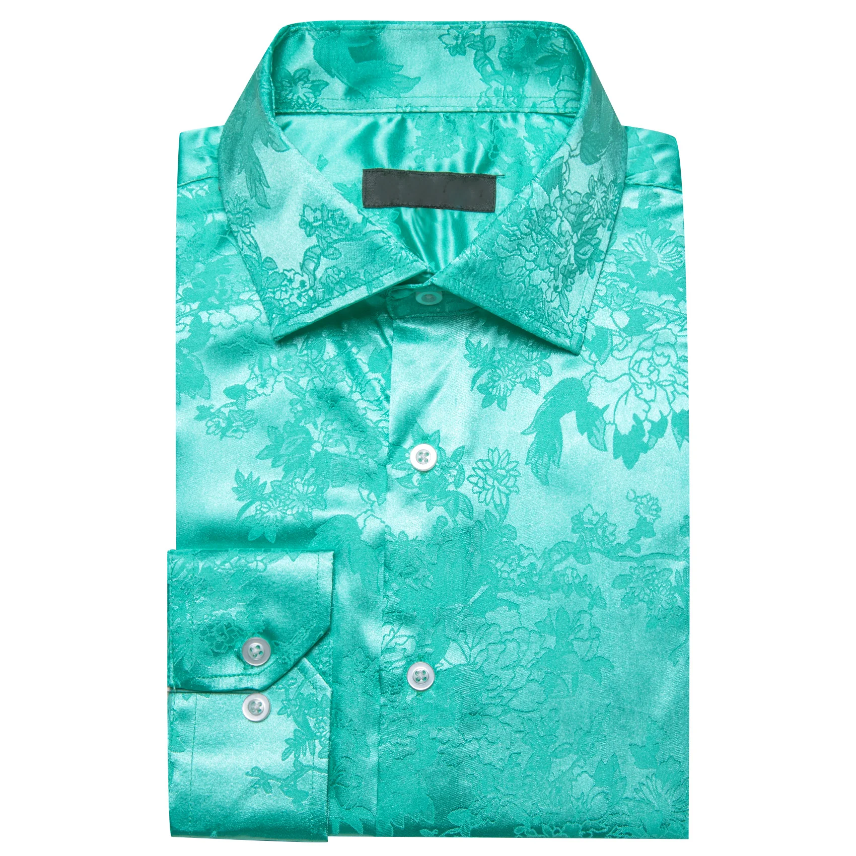 Aqua Floral Men's Long Sleeve Shirt