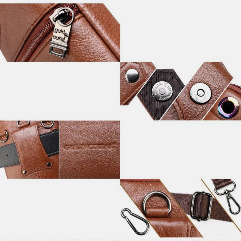 Retro GenuineLeather Business Crossbody PhoneBag With Earphone Hole