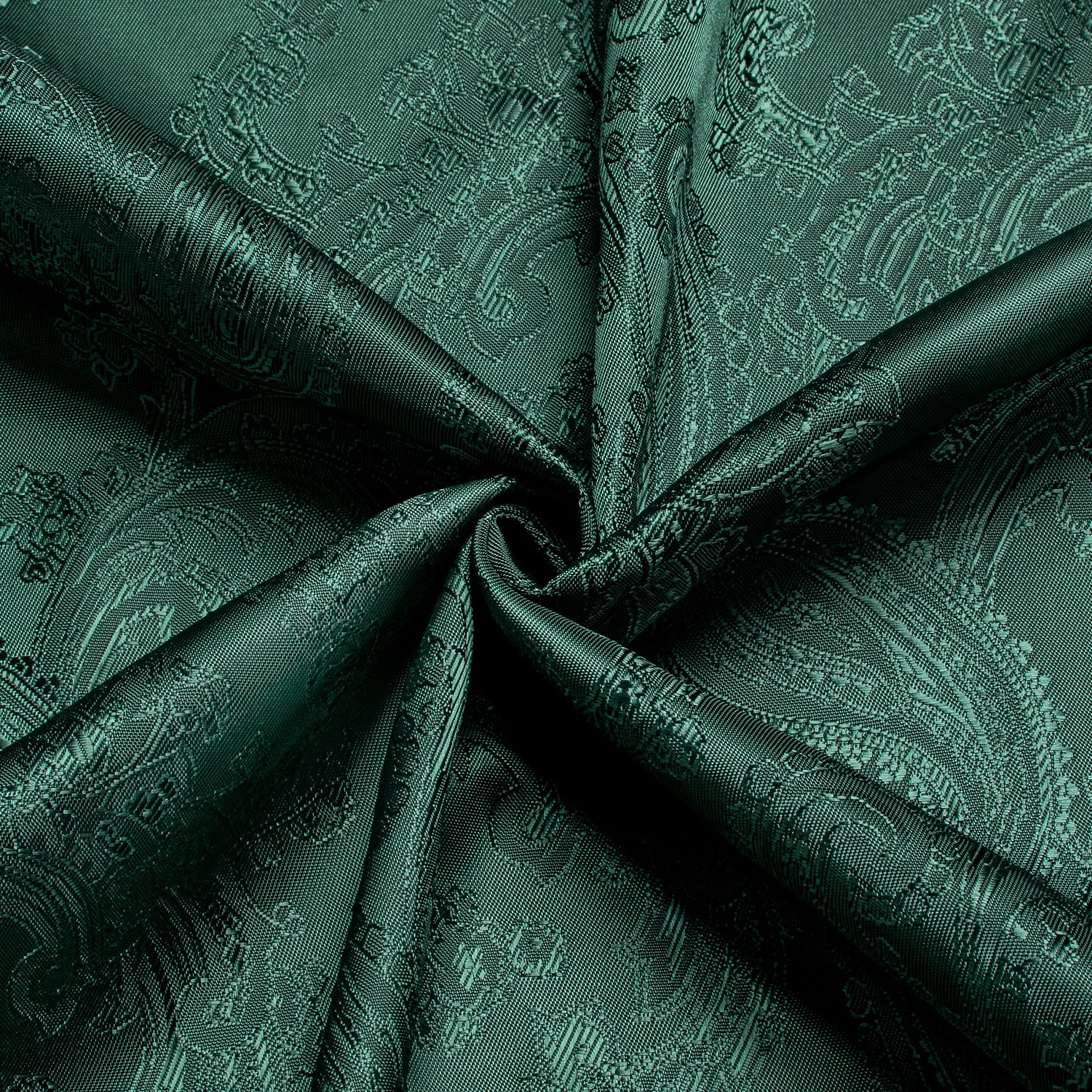 Dark Green Paisley Silk Men's Long Sleeve Collarless Shirt