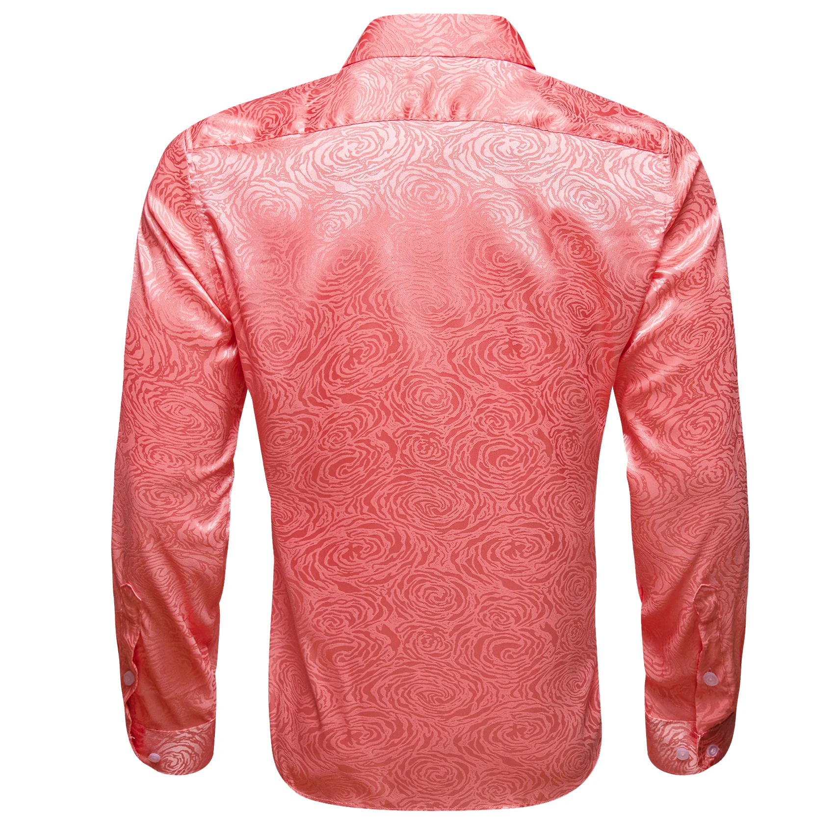 Light Coral Floral Rose Men's Long Sleeve Shirt