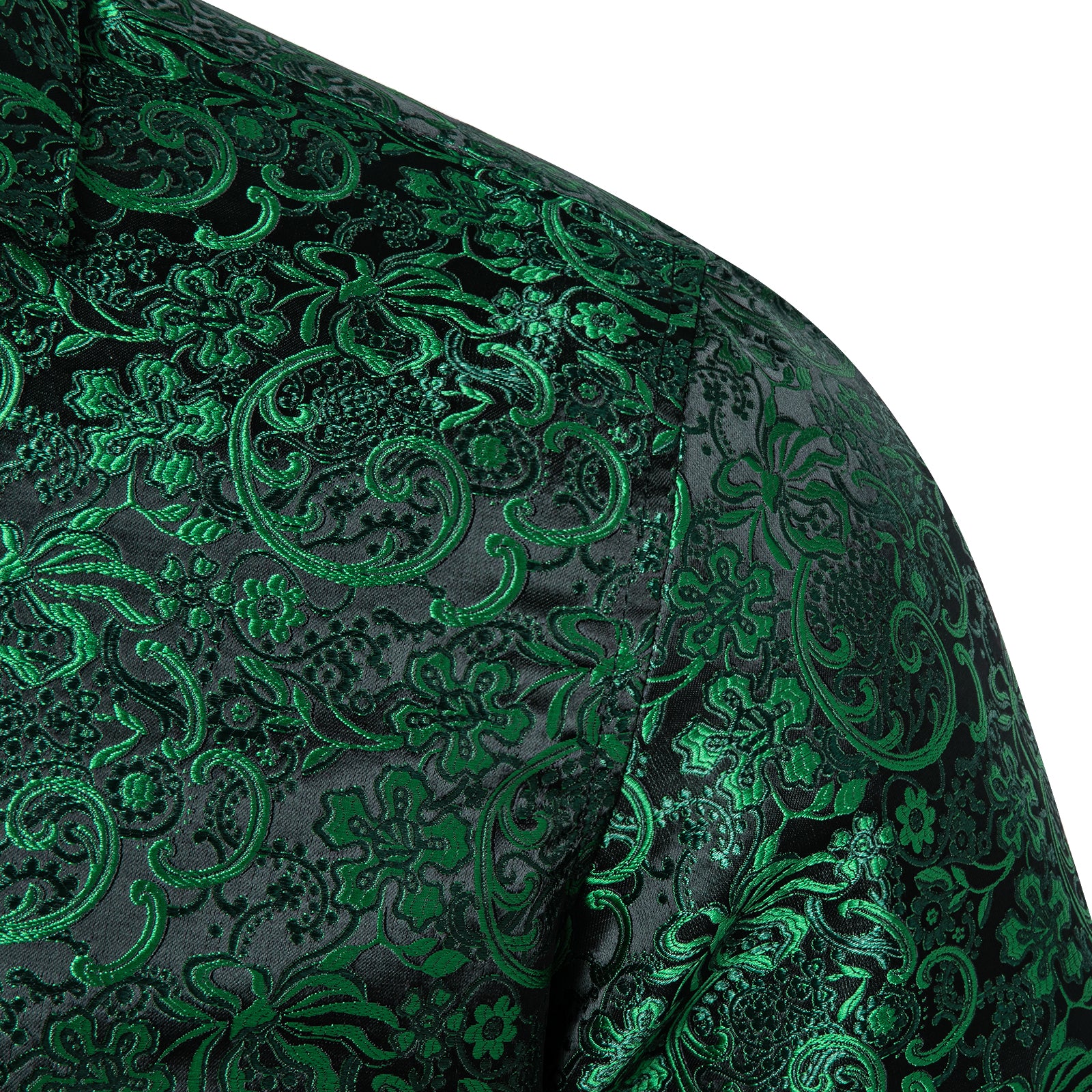 Sapphire Pine Green Floral Silk Men's Long Sleeve Shirt