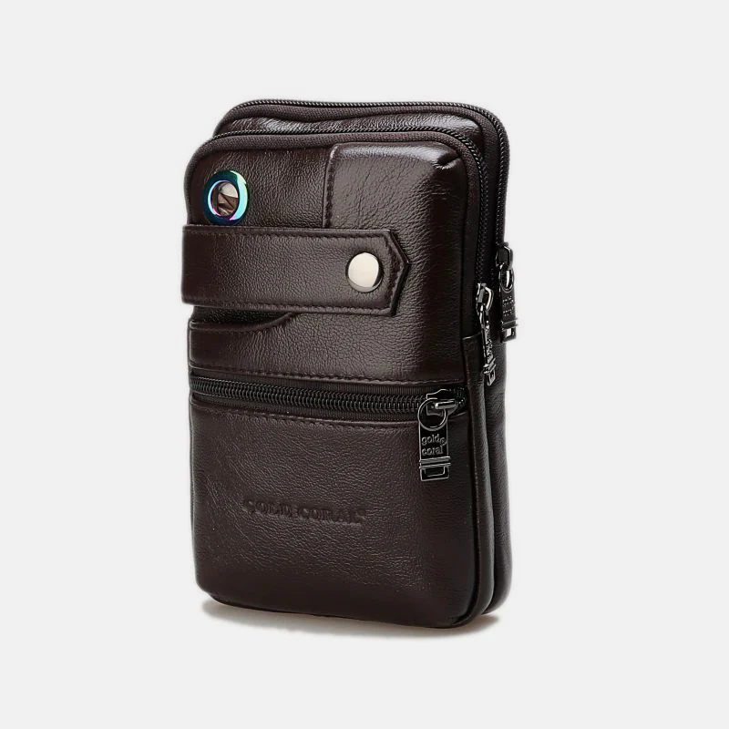 Retro GenuineLeather Business Crossbody PhoneBag With Earphone Hole