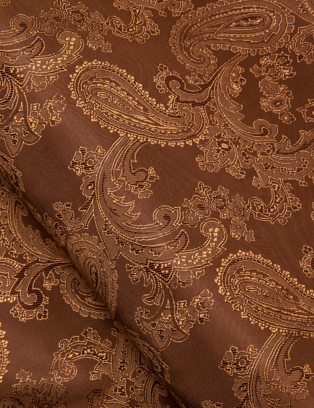 Brown Paisley Style Casual Silk Men's Long Sleeve Button Shirt