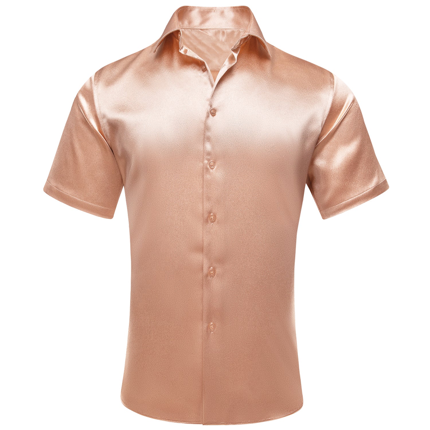 Pale Orange Solid Satin Silk Men's Short Sleeve Shirt