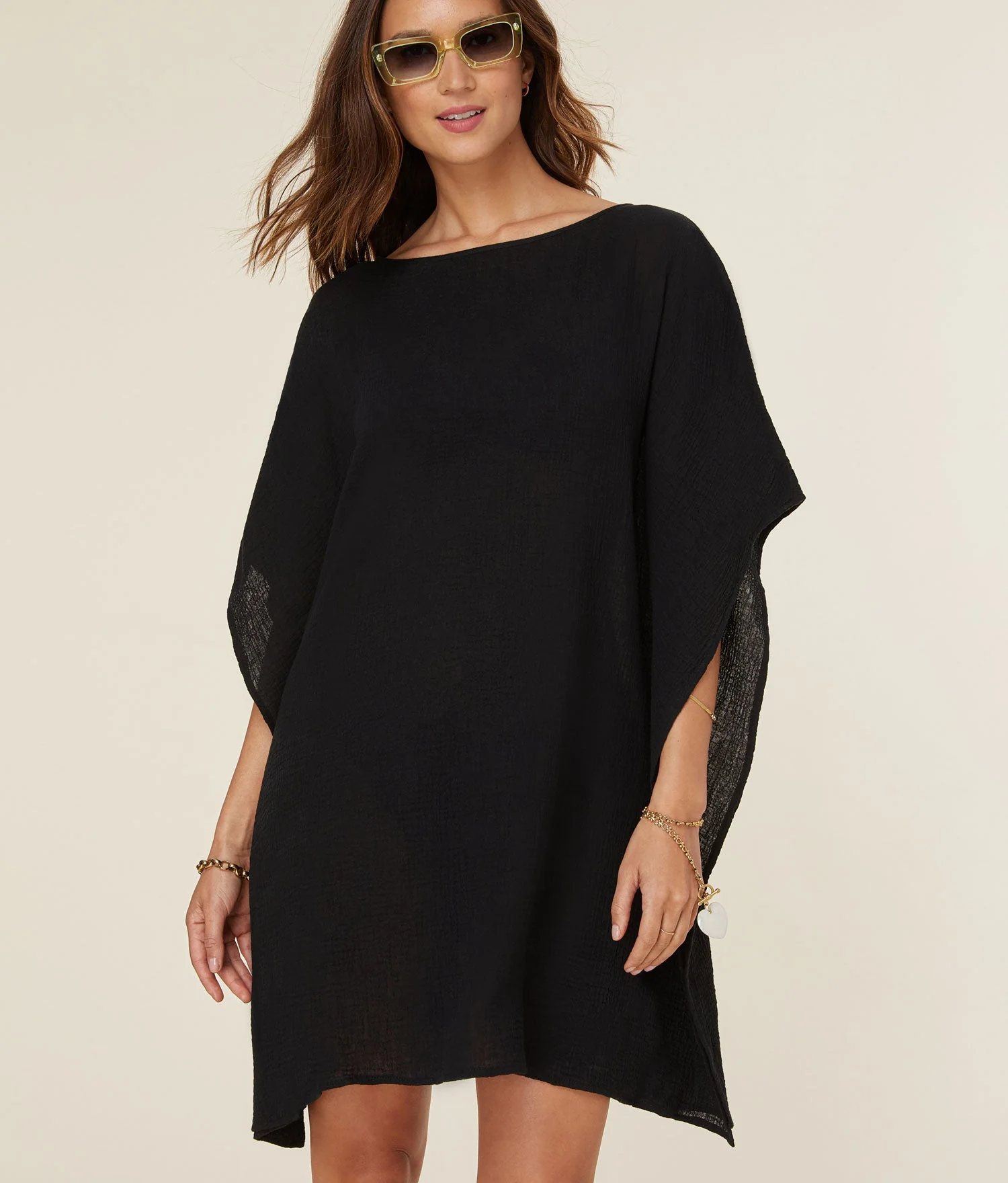 The Magdalena Kaftan - Cotton Gauze - Black