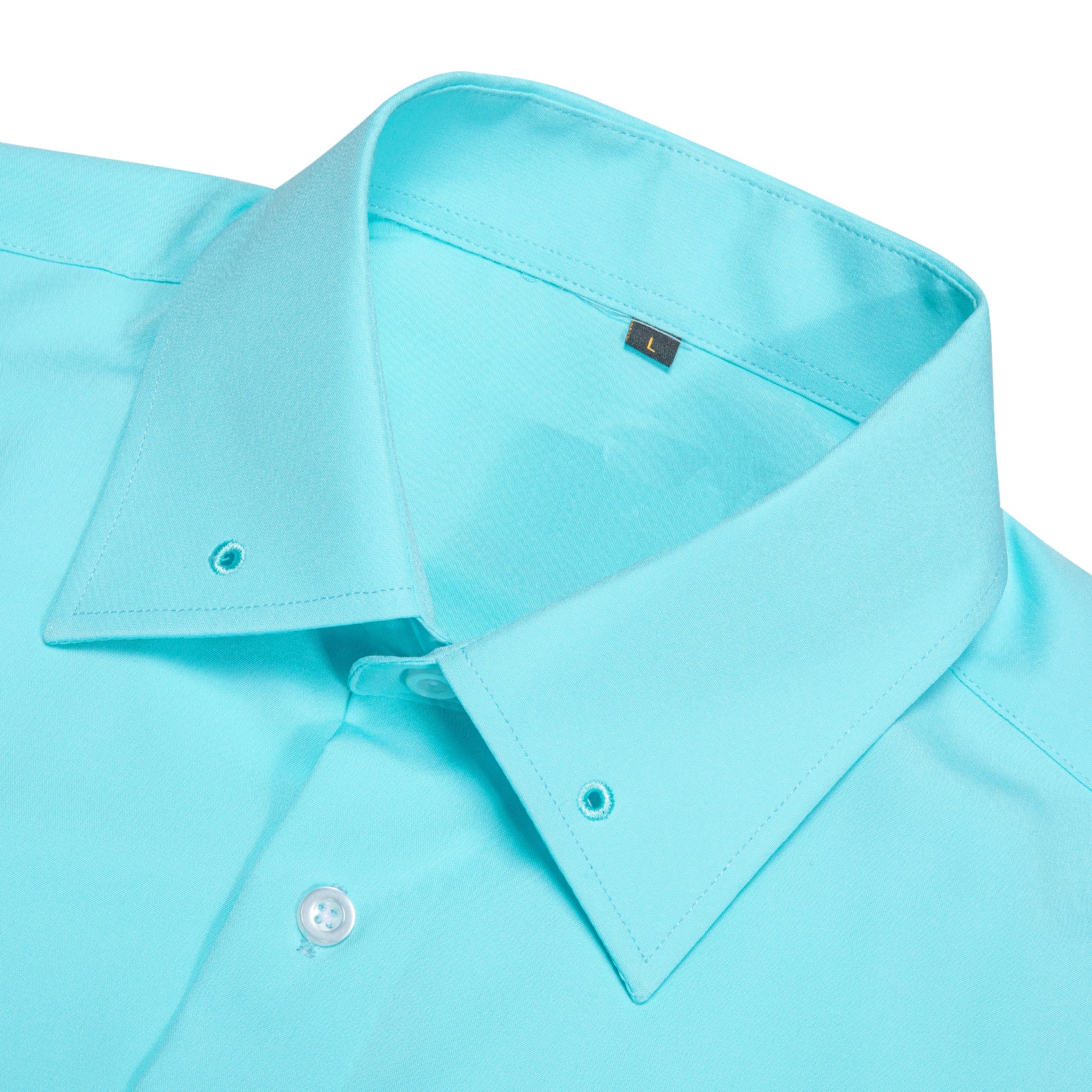 Tiffany Blue Solid Woven Men's Long Sleeve Shirt