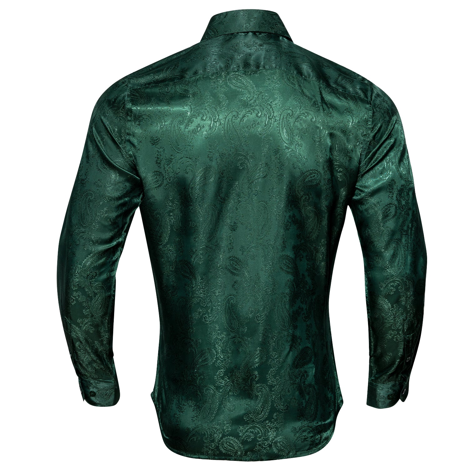 Classic Green Paisley Pattern Silk Men's Long Sleeve Shirt