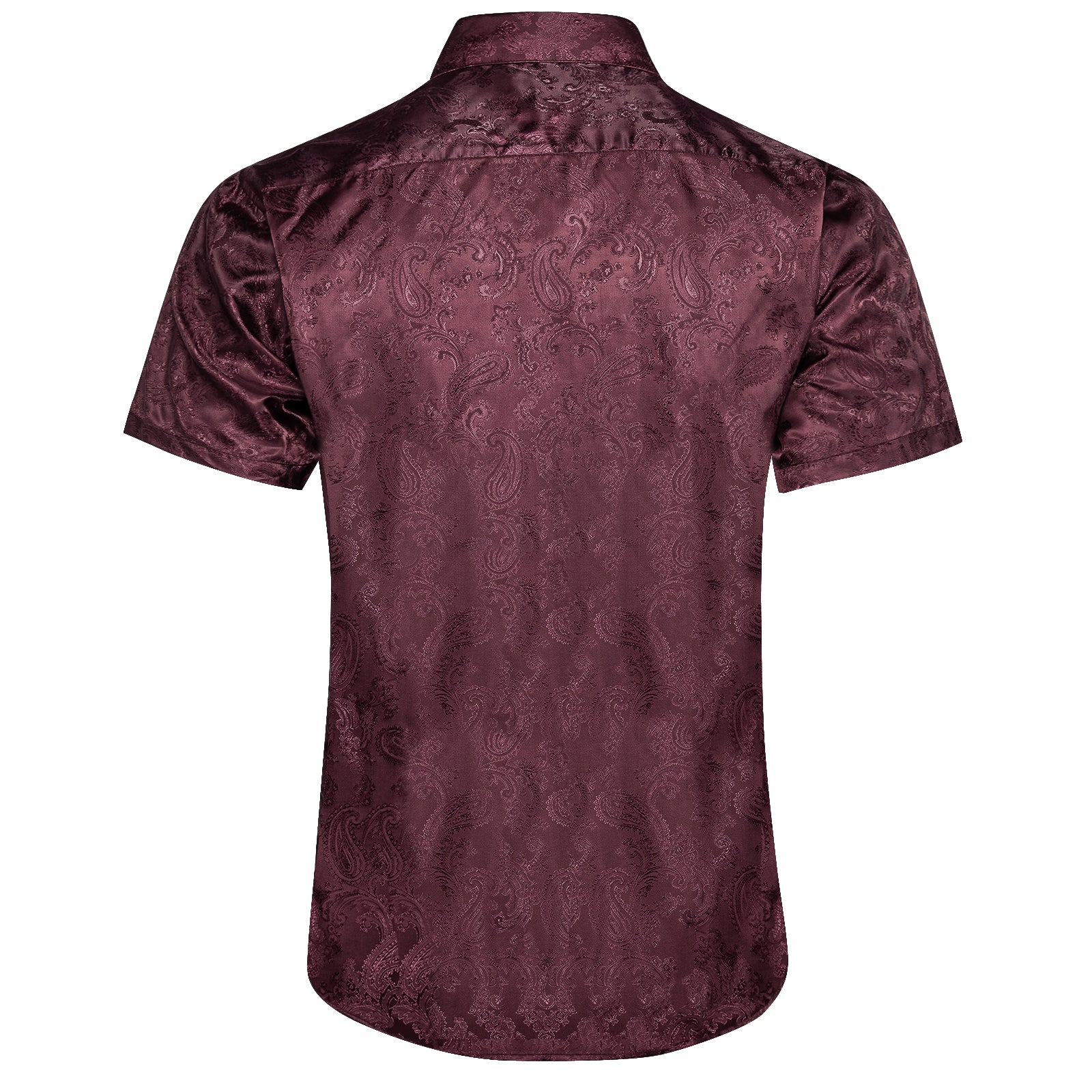 Crimson Red Paisley Silk Men's Short Sleeve Shirt