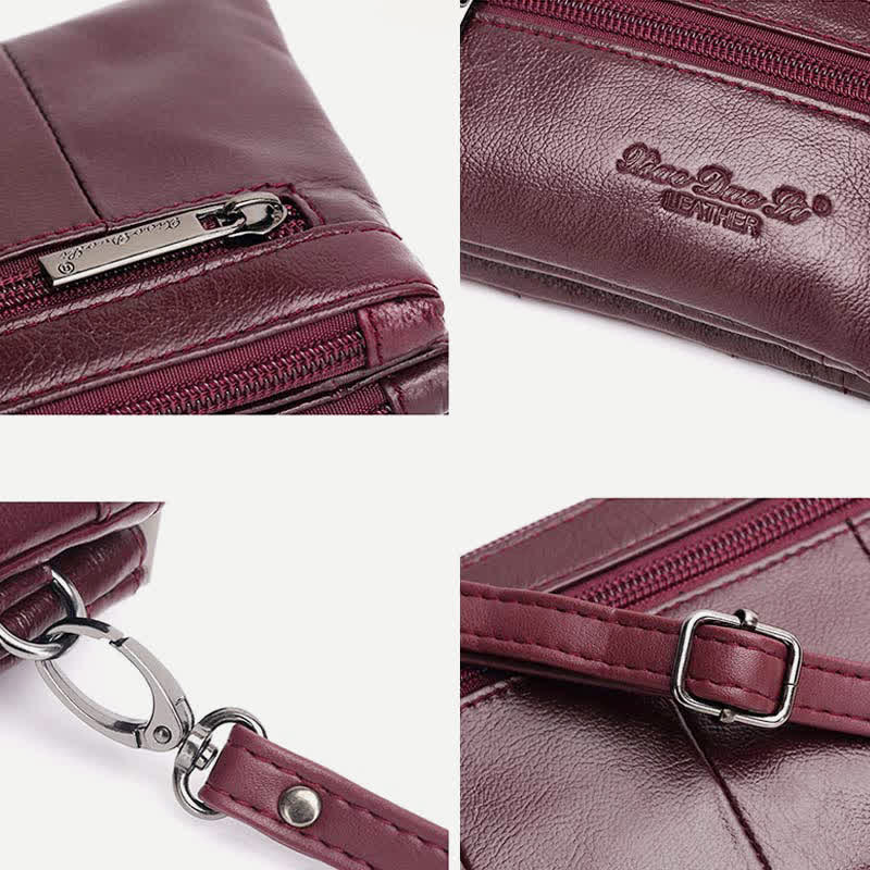 Clutch Wallet for Women Multi-Pocket Genuine Leather Wallet with Crossbody Strap