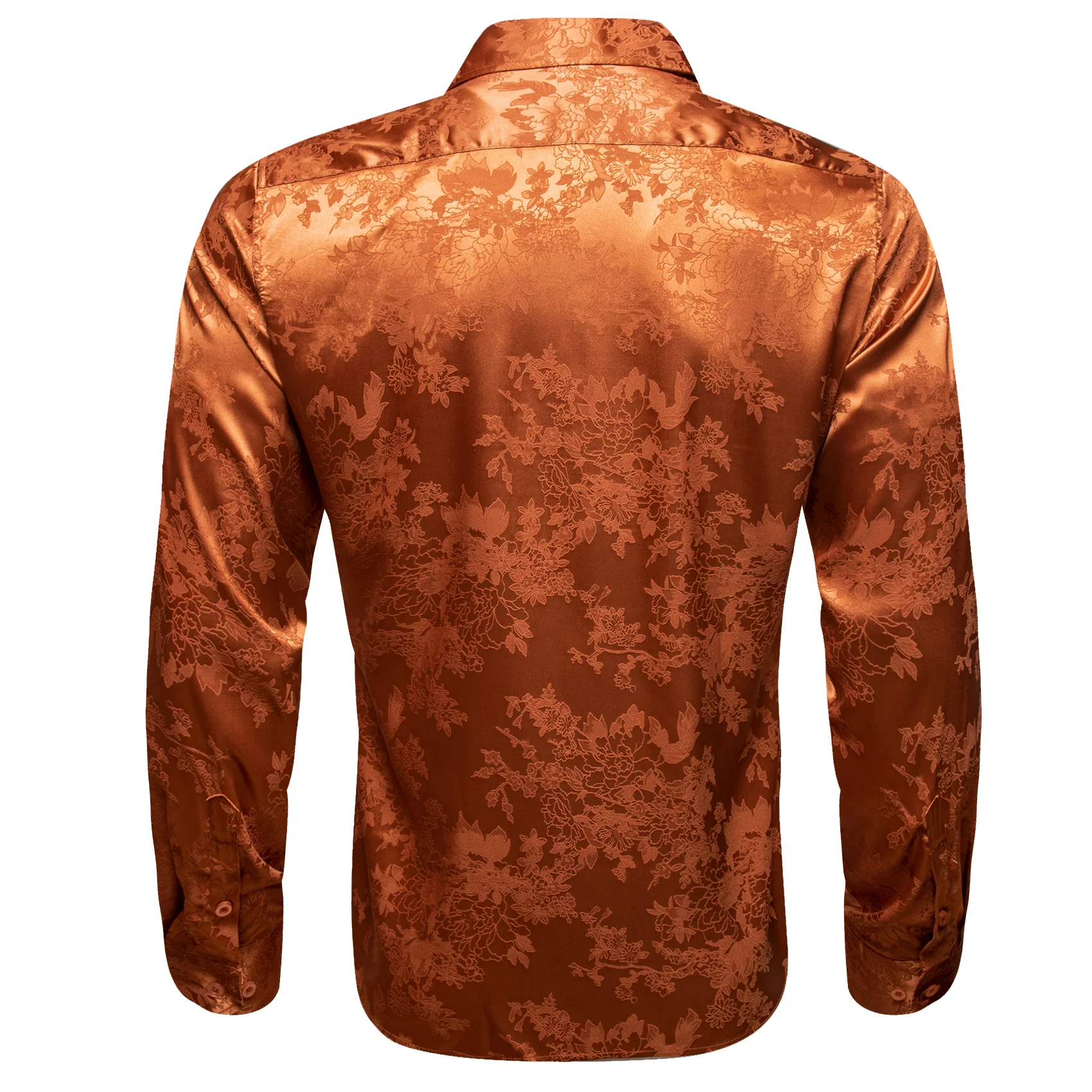 Chocolate Floral Leaf Men's Long Sleeve Shirt