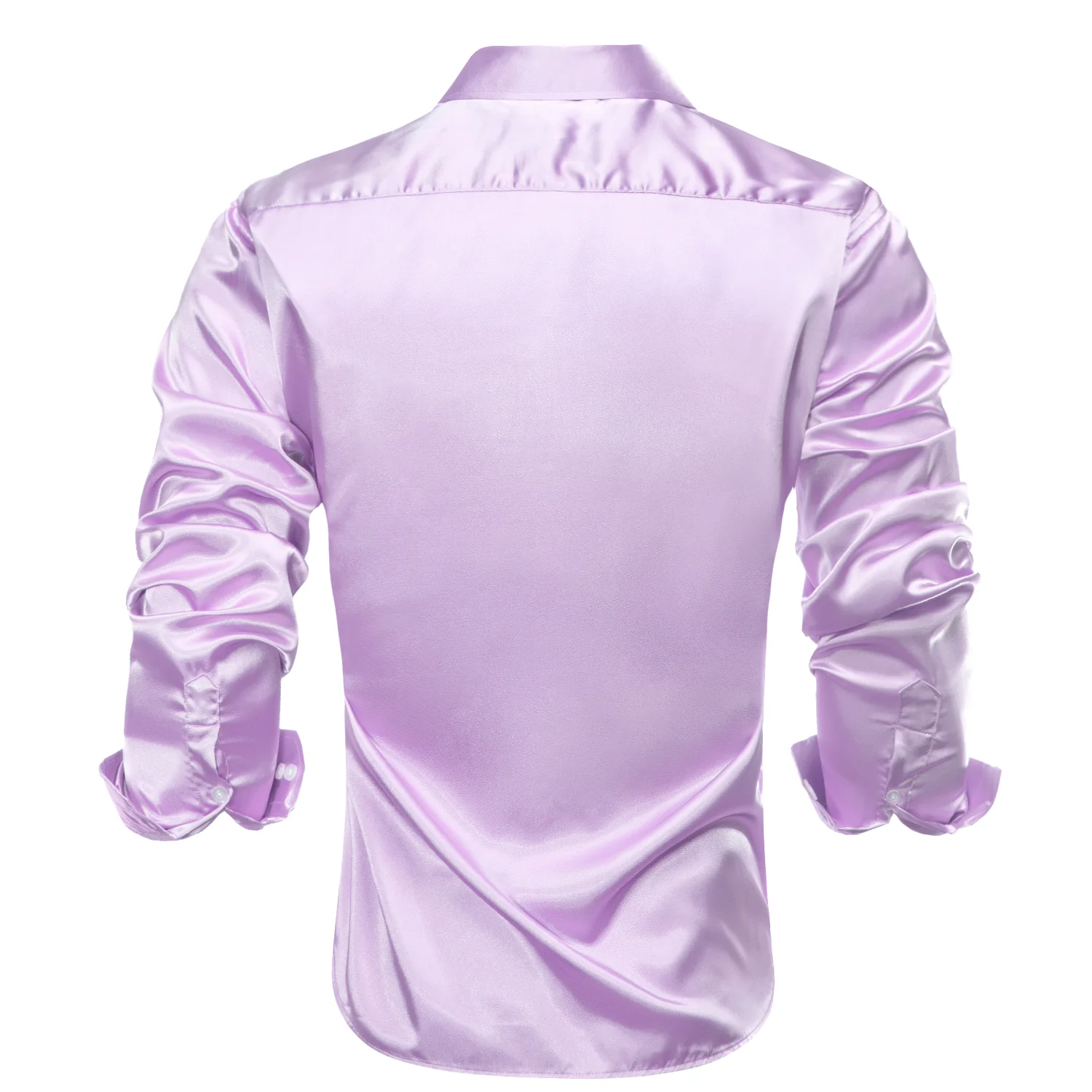Lavender Purple Solid Satin Men's Long Sleeve Shirt