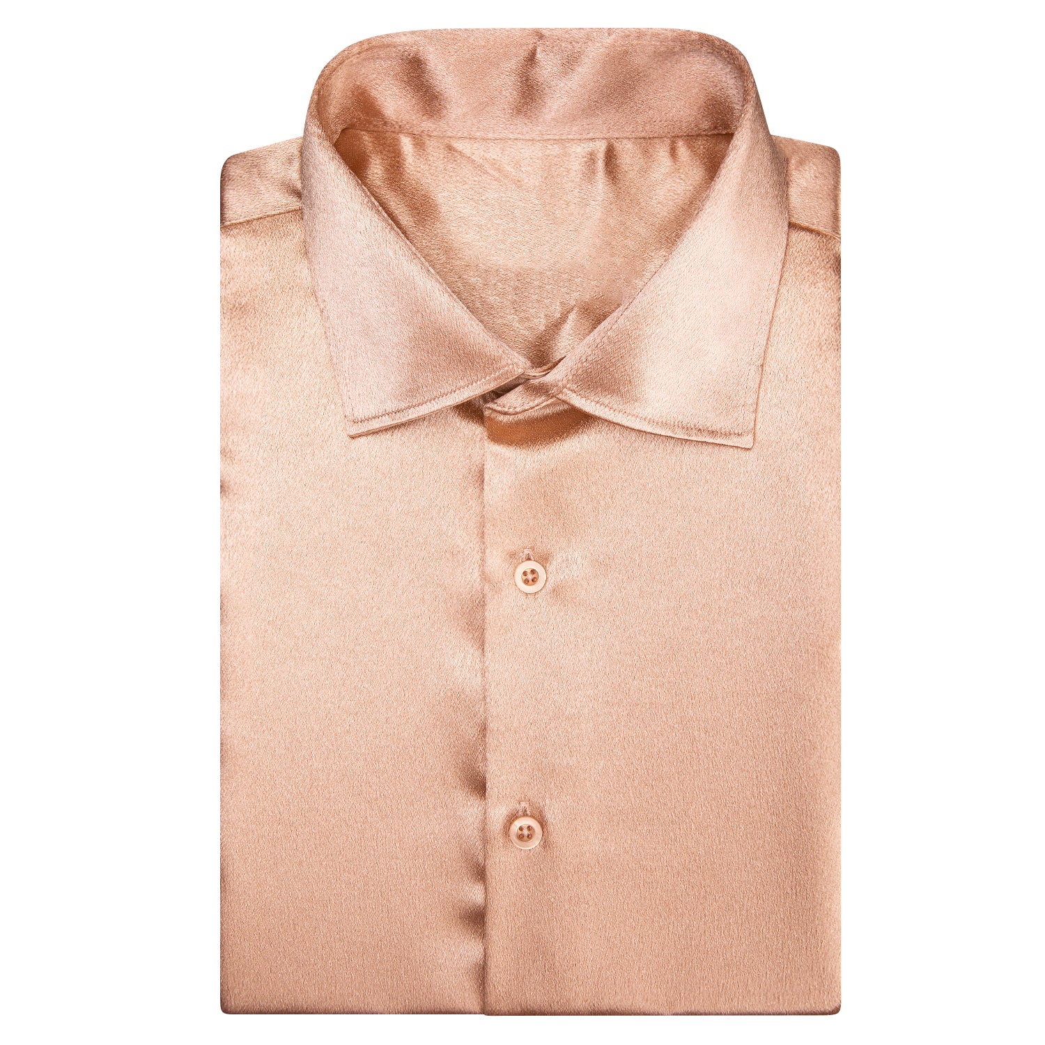 Pale Orange Solid Satin Silk Men's Short Sleeve Shirt