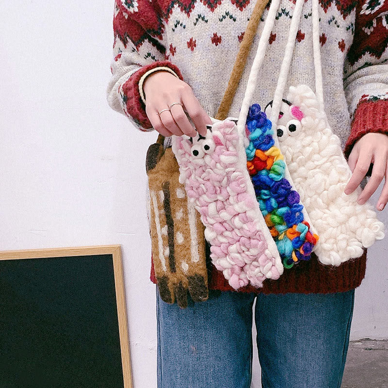 Wool Felt Phone Bag For Women Cute Animal Crossbody Bag