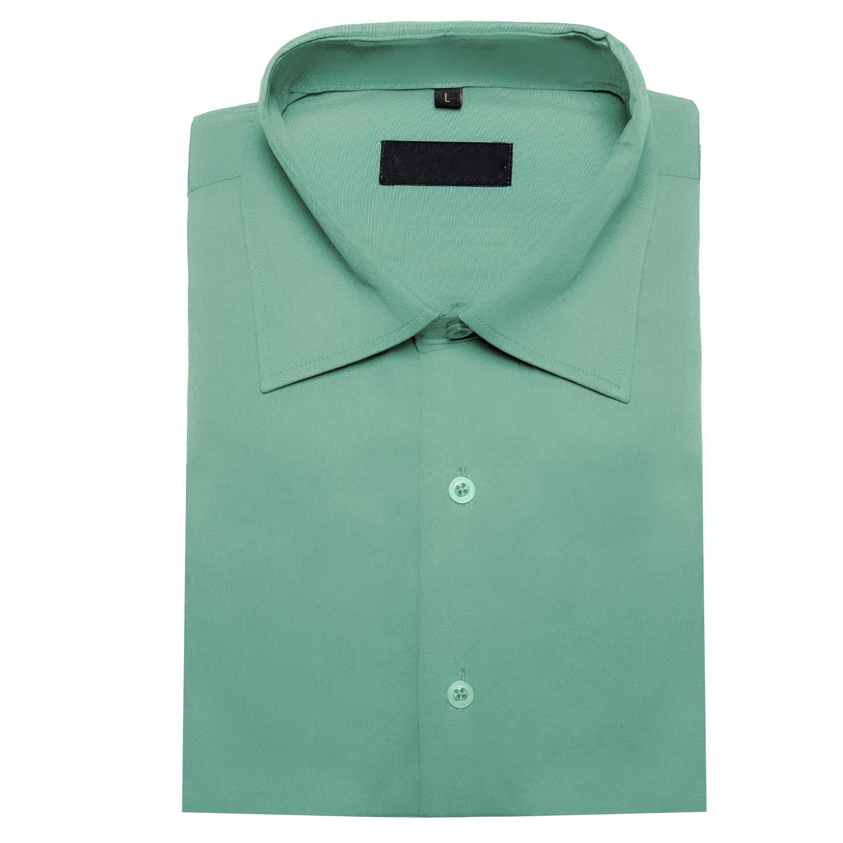 Mint Green Solid Silk Men's Short Sleeve Shirt