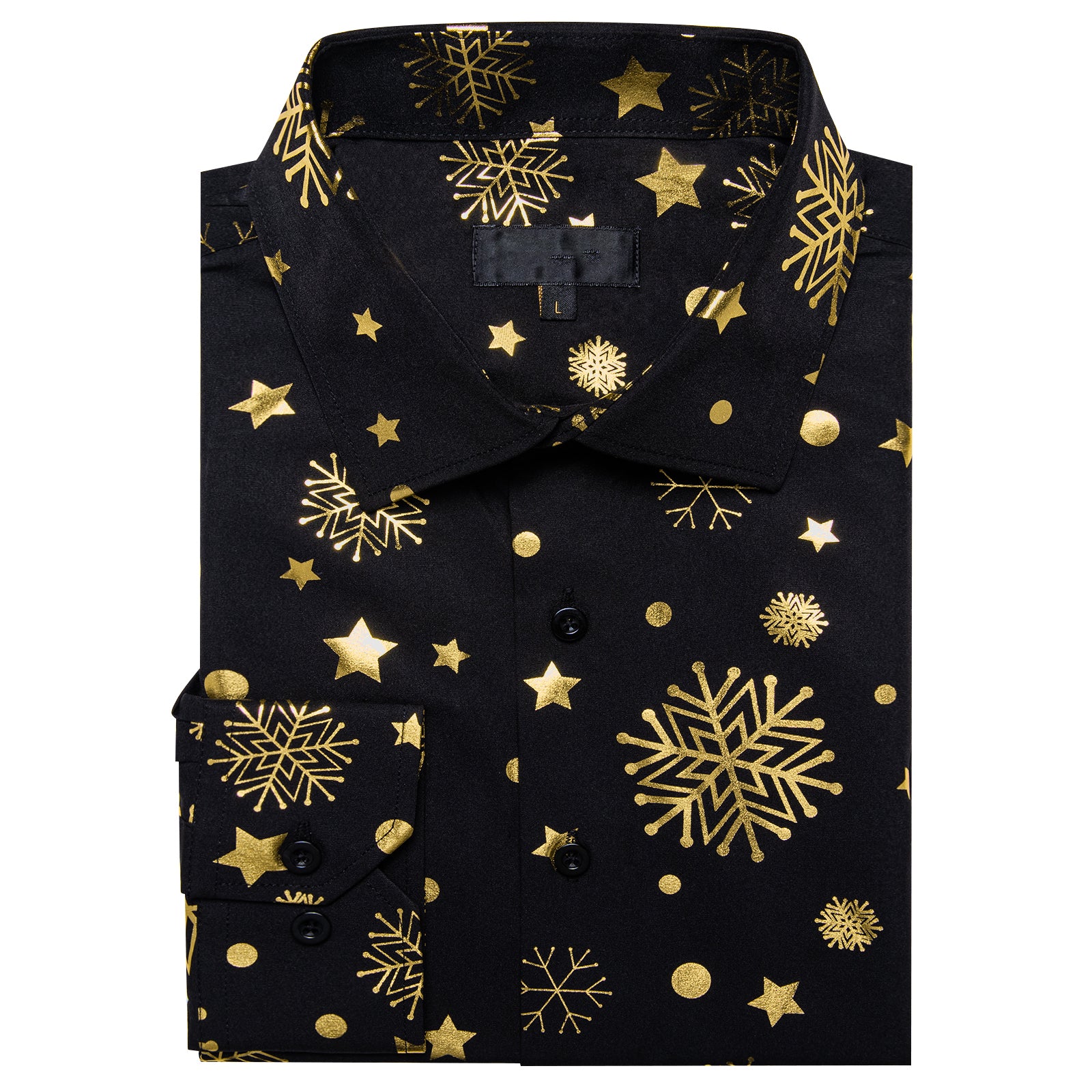 Black Gold Snowflakes Long Sleeve Shirt Christmas