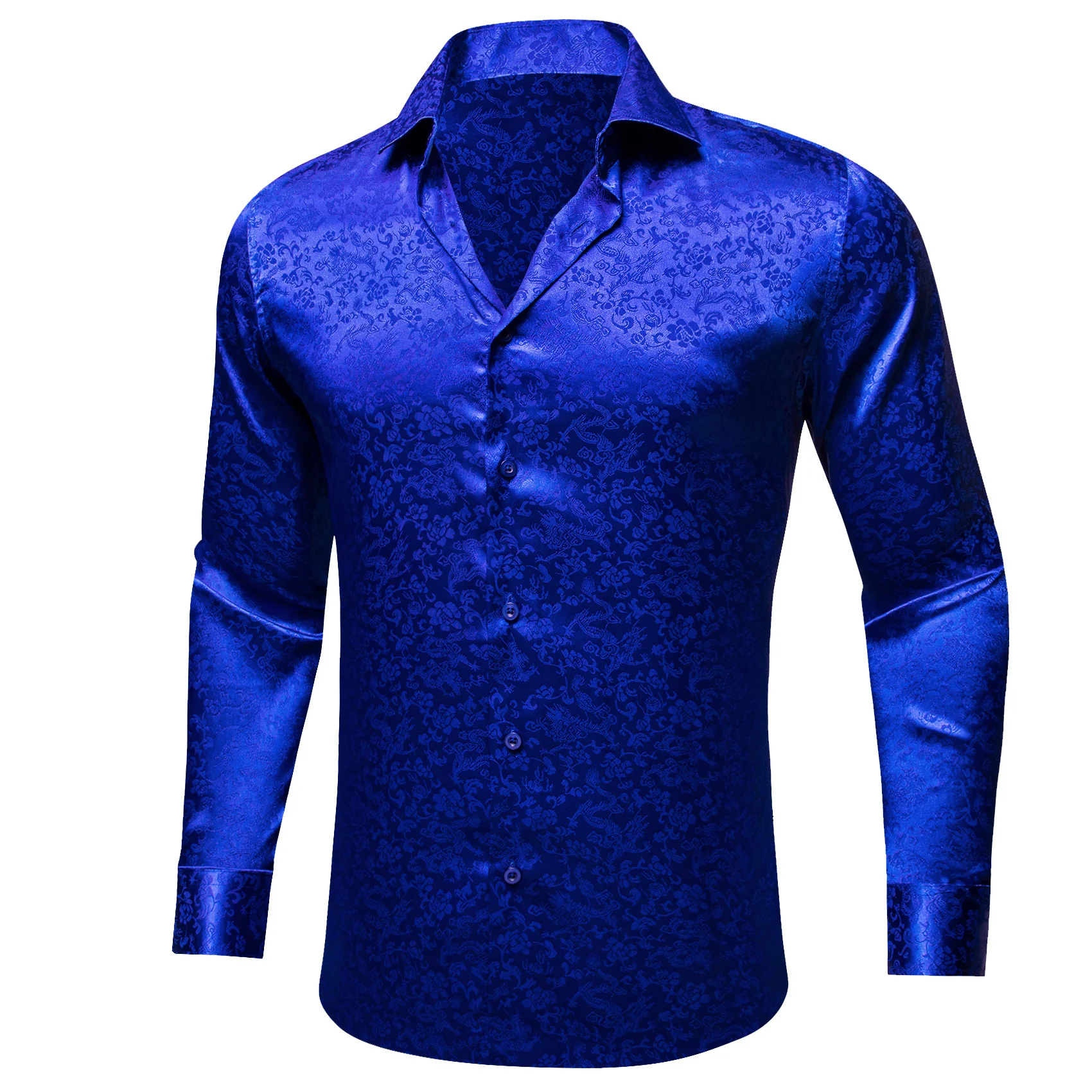 Klein Blue Floral Leaf Men's Long Sleeve Shirt