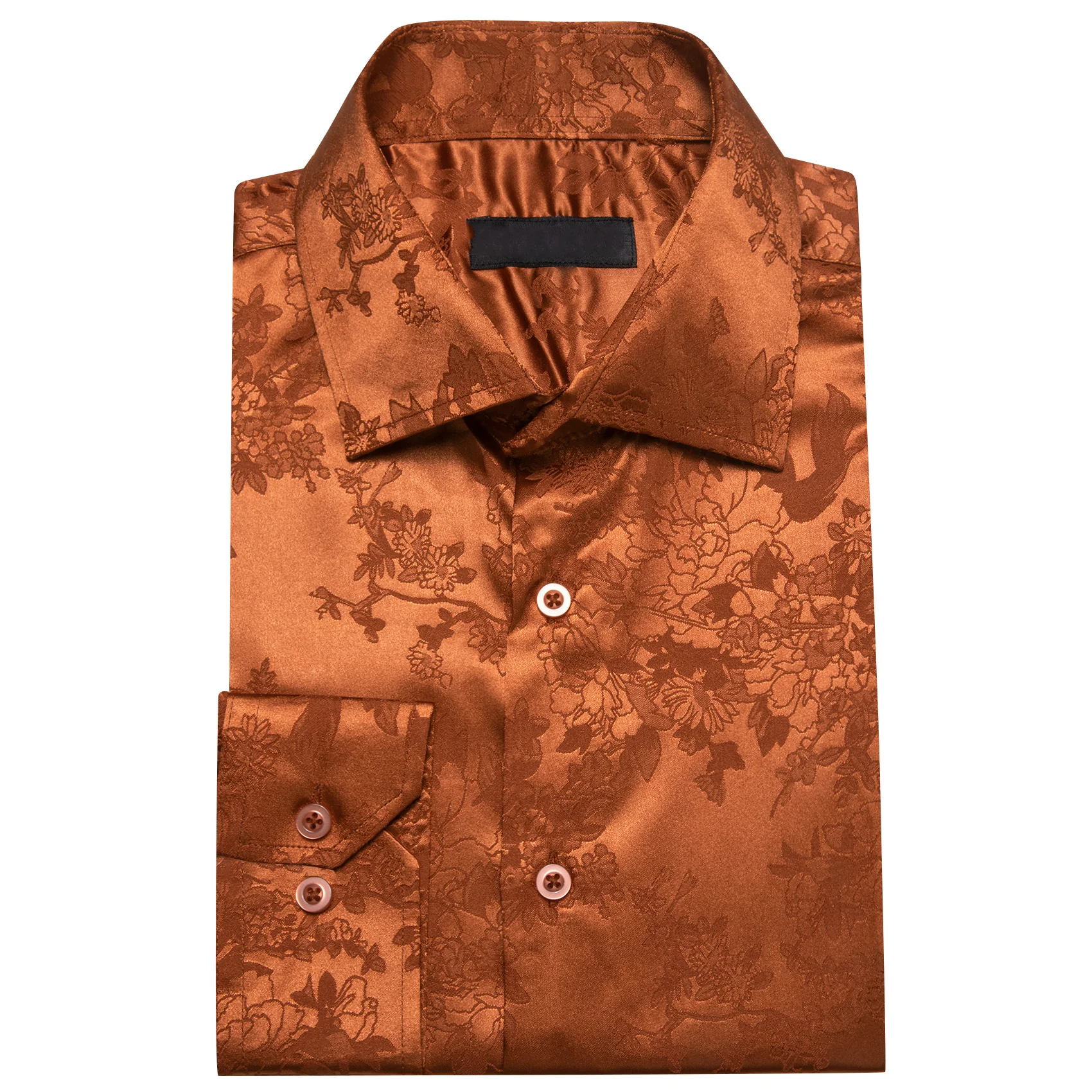 Chocolate Floral Leaf Men's Long Sleeve Shirt