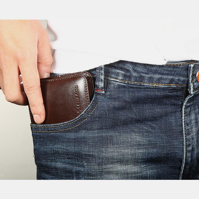 Large Capacity Trifold Genuine Leather Wallet