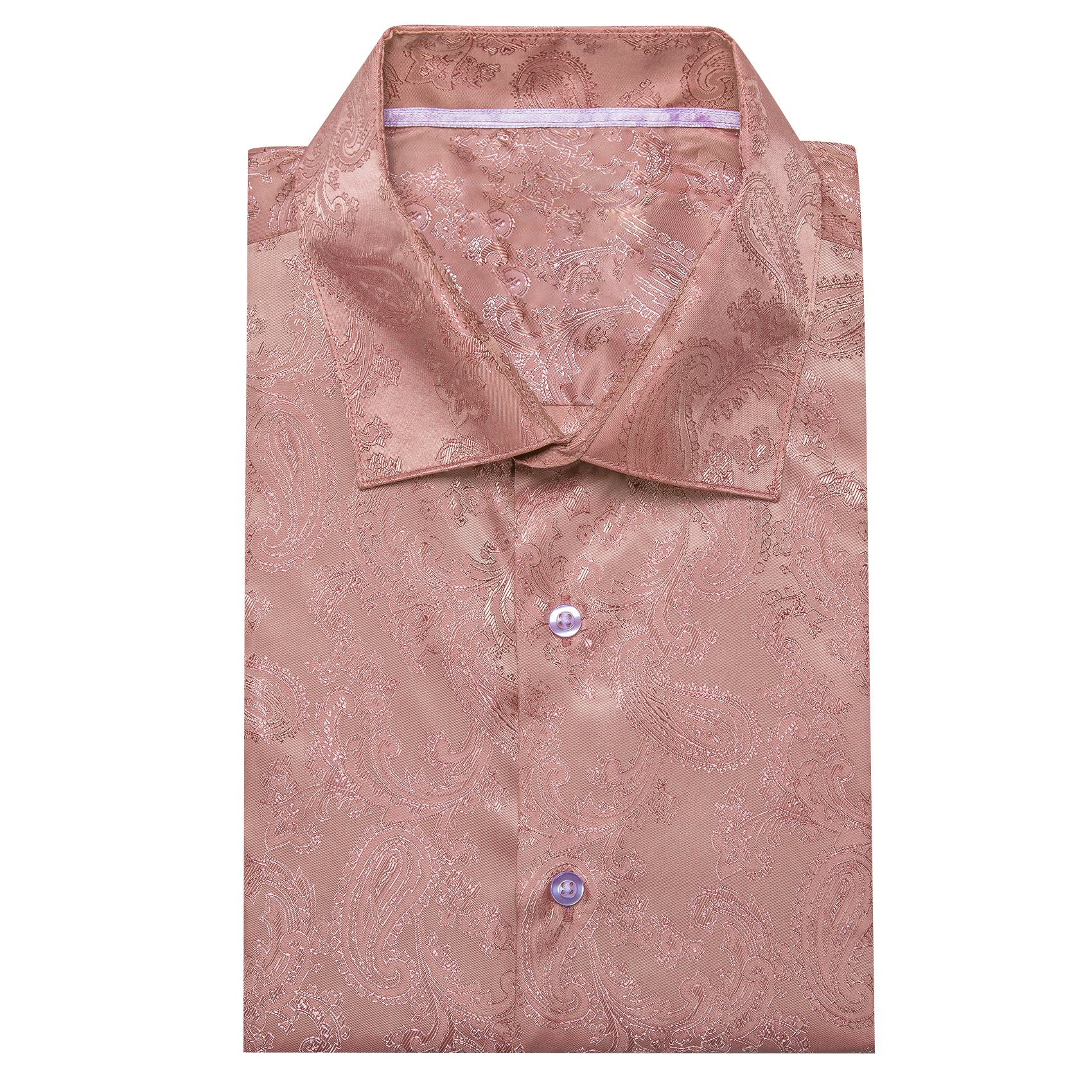 Dark pink Paisley Style Casual Silk Men's Long Sleeve Button Shirt