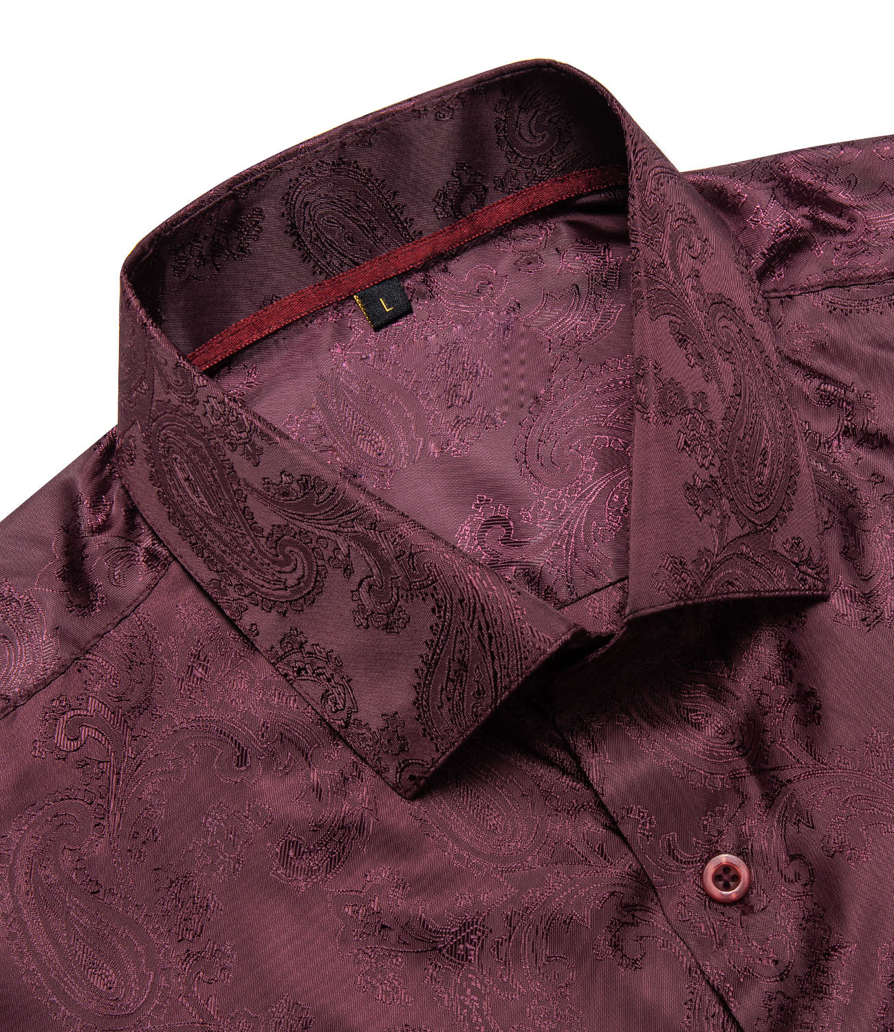 Crimson Red Paisley Silk Men's Short Sleeve Shirt