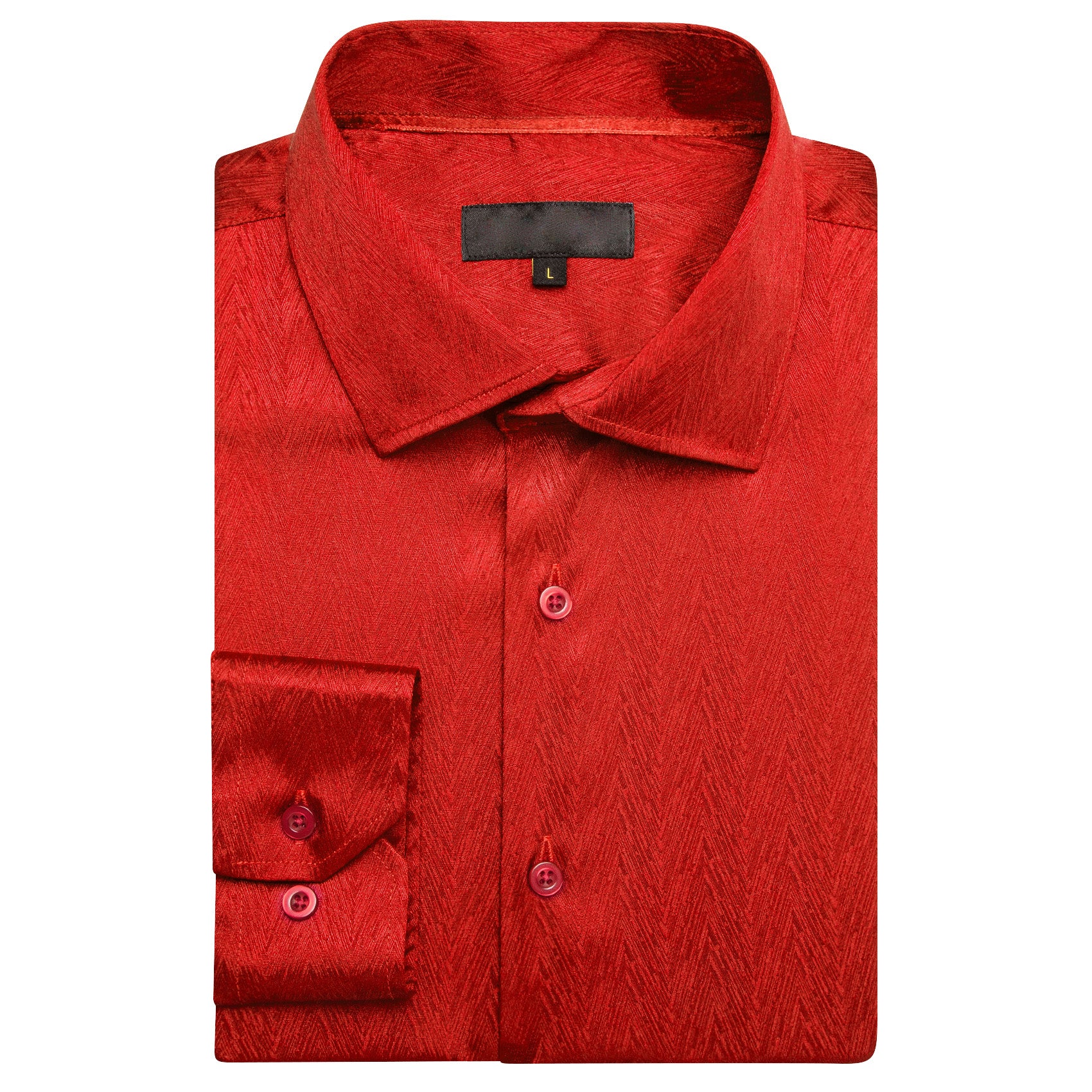 Tomato Red Novelty Silk Men's Long Sleeve Shirt