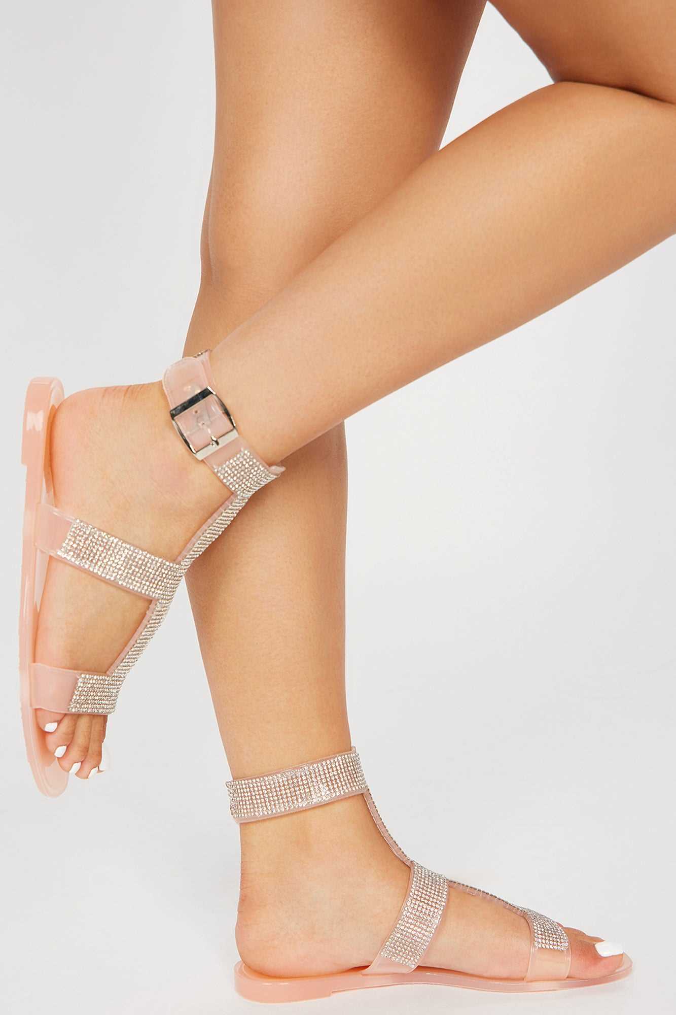 Jazlyn Rhinestone Sandals   Nude