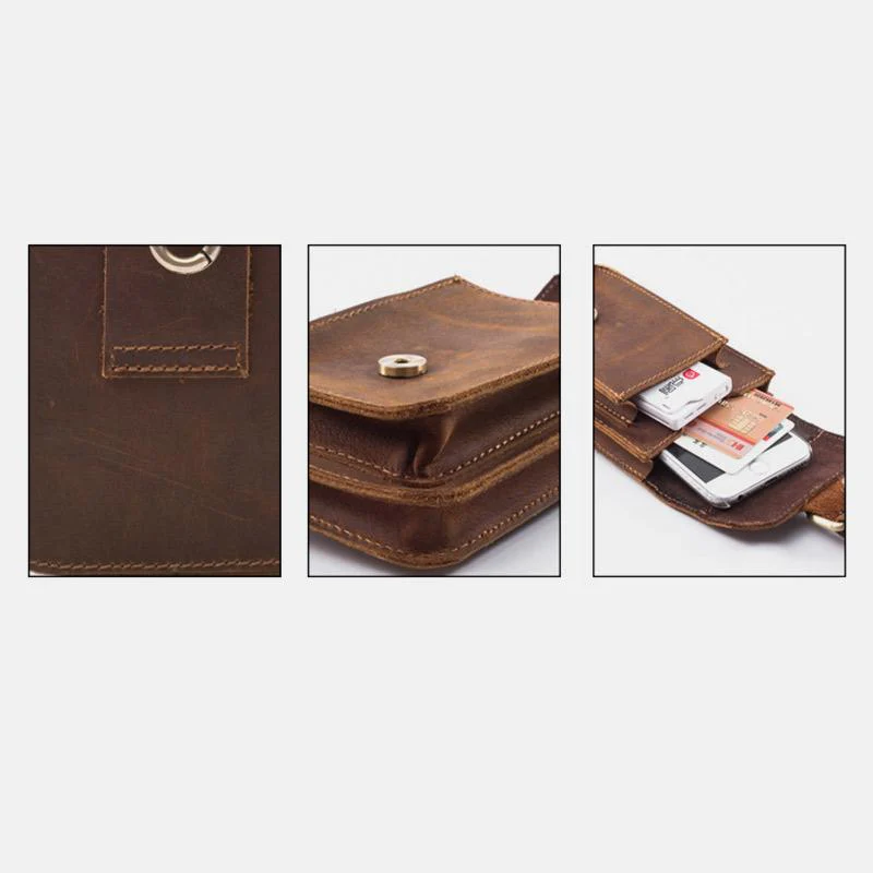 Retro GenuineLeather Waist Phone Bag