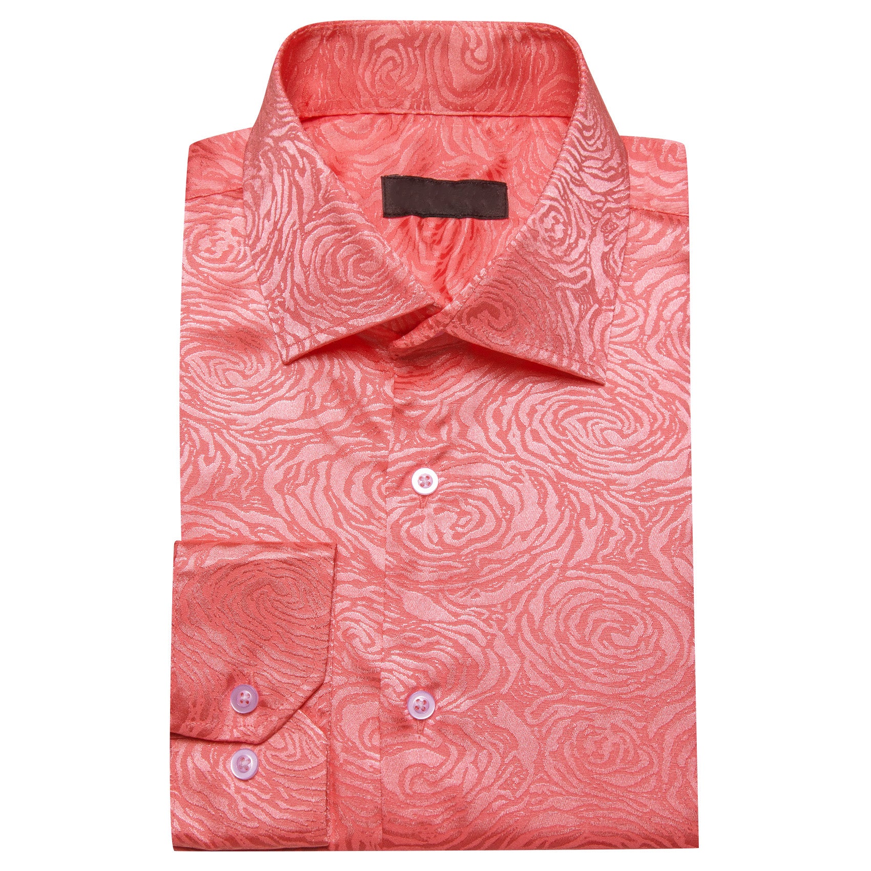 Light Coral Floral Rose Men's Long Sleeve Shirt