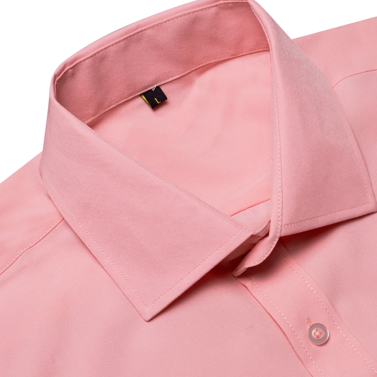 Pink Cotton Solid Silk Men's Short Sleeve Shirt