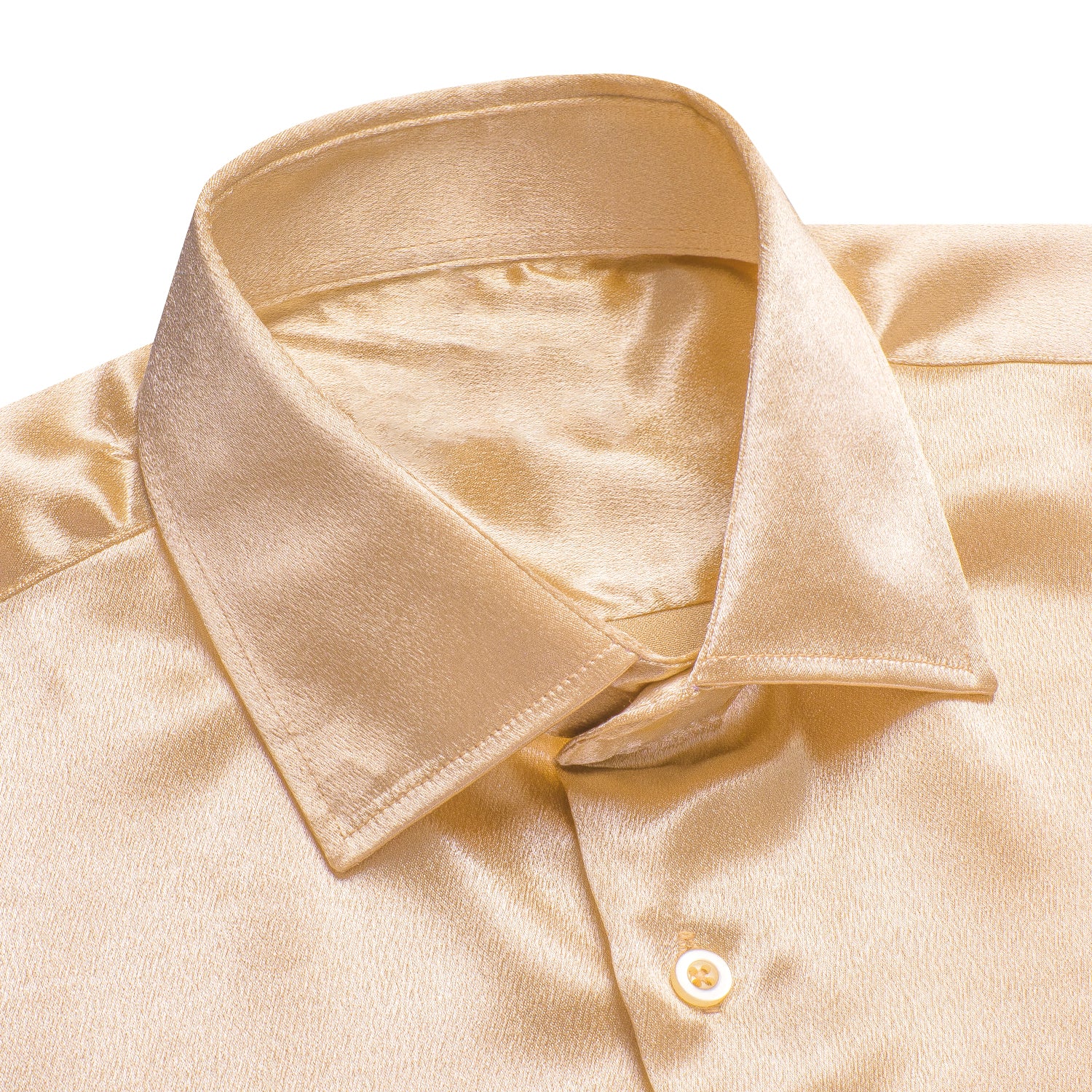 Champagne Solid Silk Men's Long Sleeve Shirt