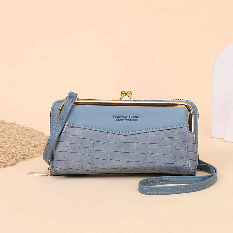 Multi-Slot Elegant Embossing Kiss-Lock Crossbody Phone Purse