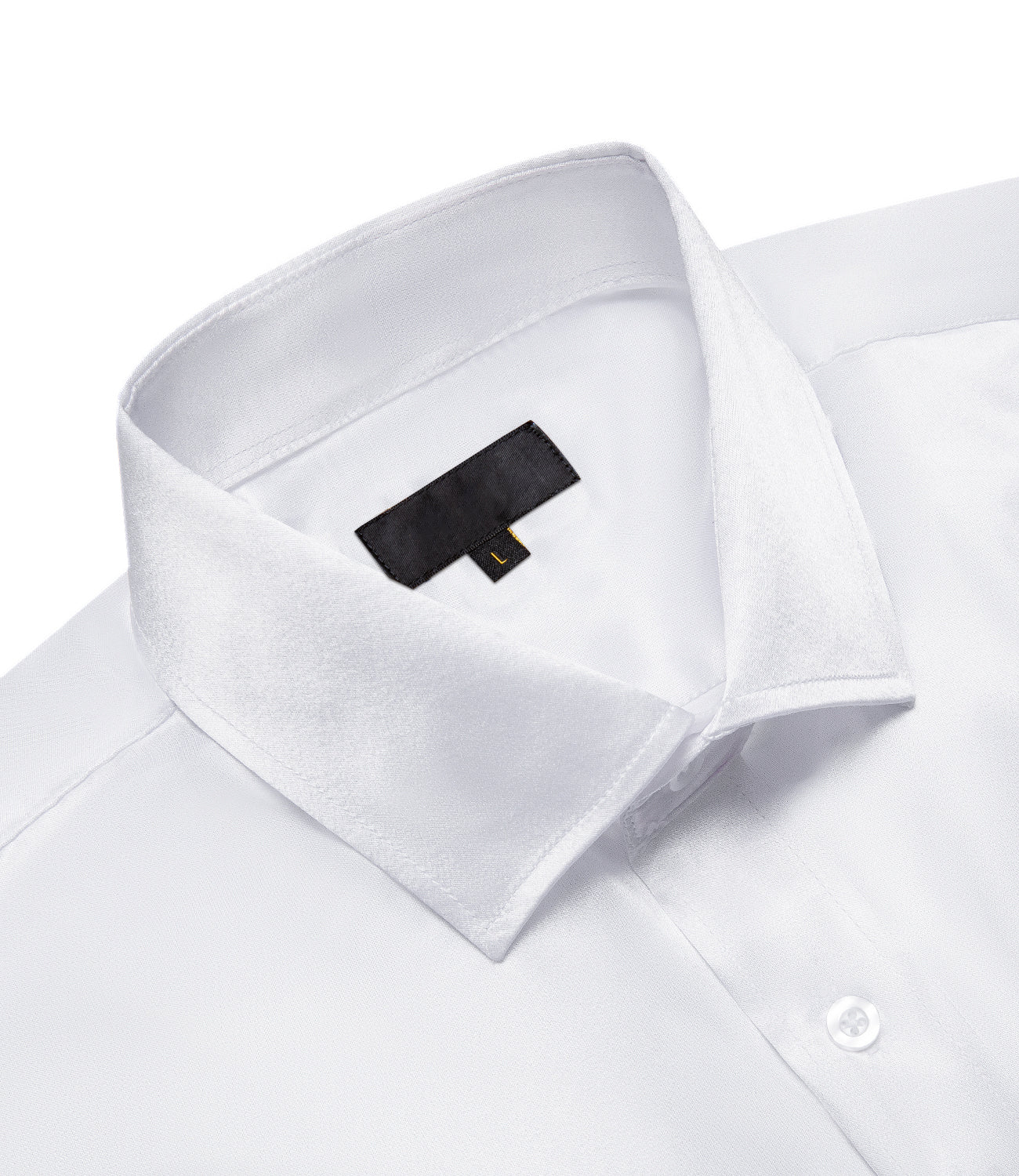 White Solid Satin Silk Men's Long Sleeve Business Shirt