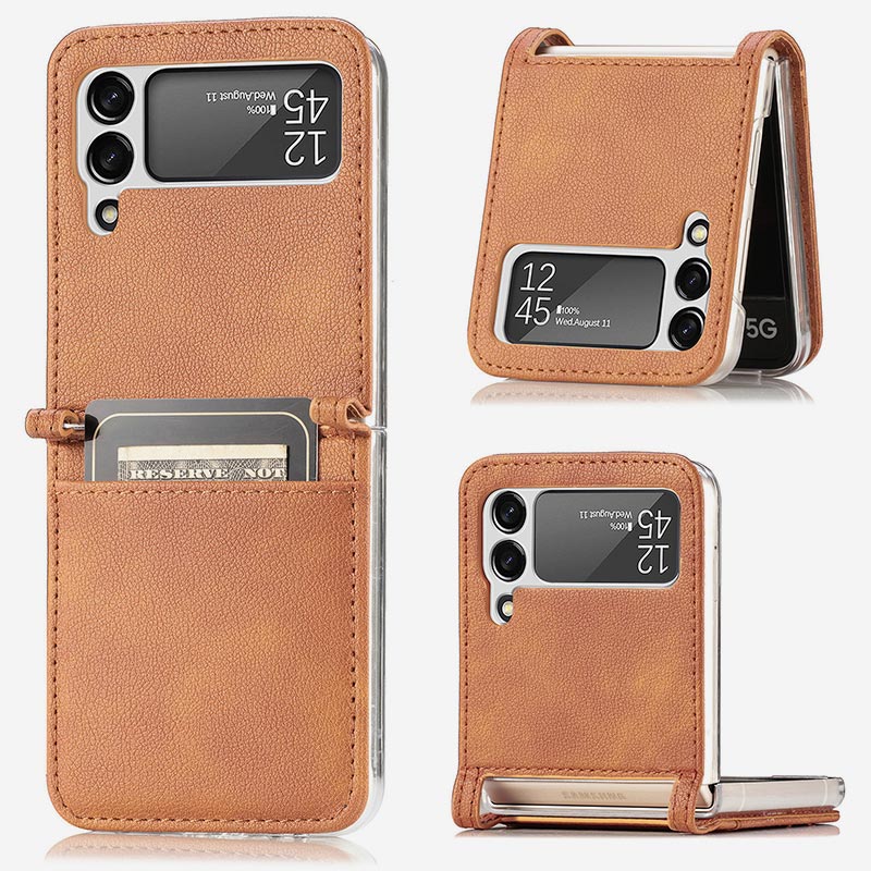 Samsung Galaxy Z Flip& Z Flip 3 4 Phone Case Leather Phone Bag with Card Holder