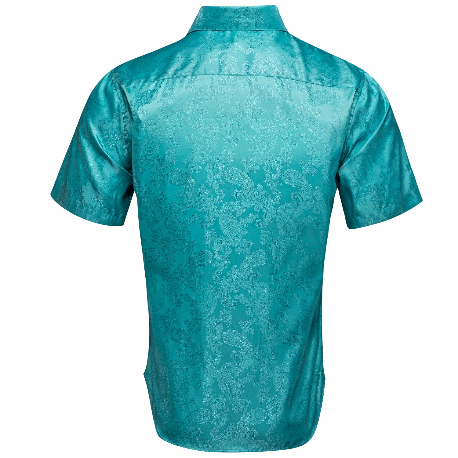 New Lake Blue Paisley Silk Men's Short Sleeve Shirt