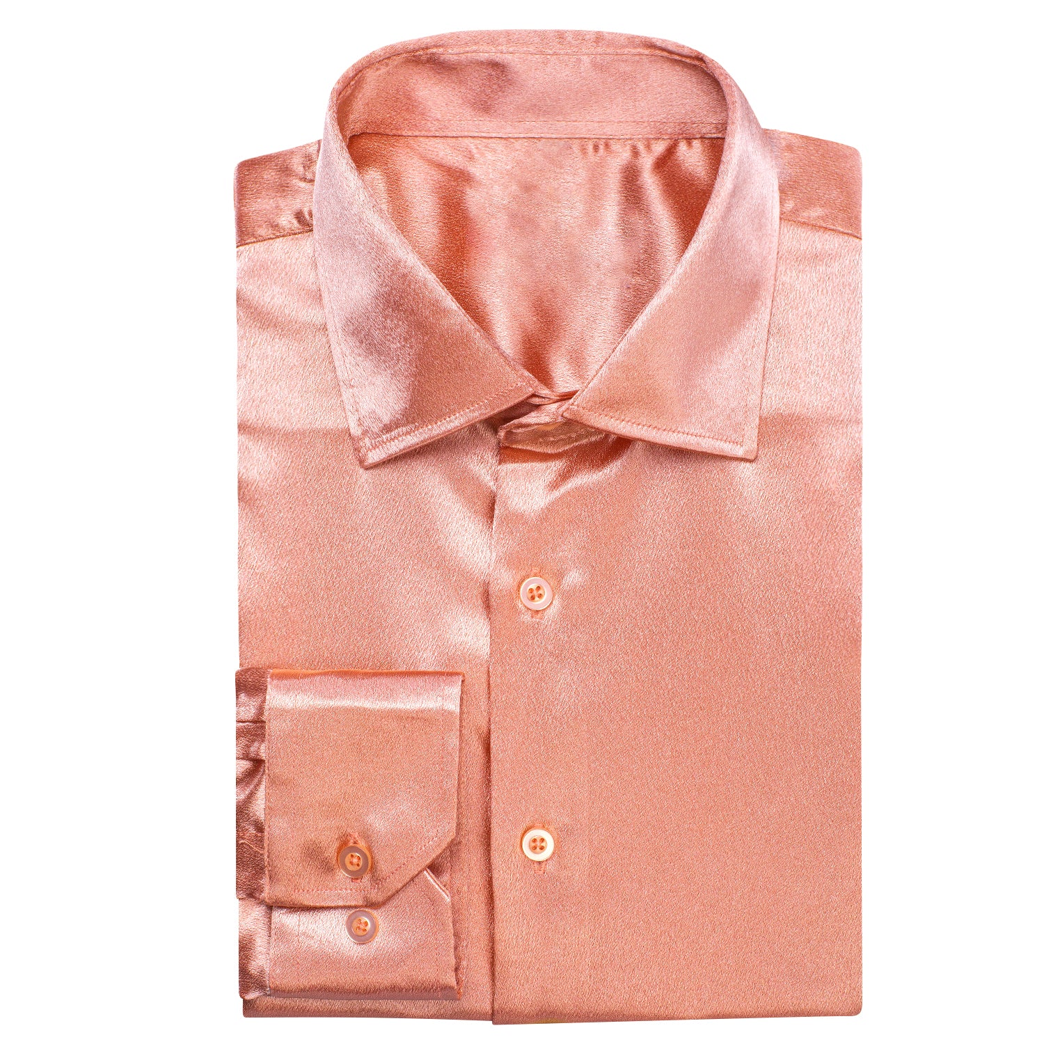 New Pink Solid Silk Men's Long Sleeve Shirt