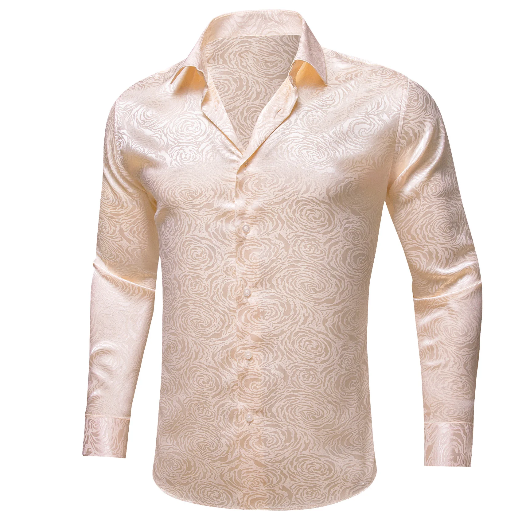 Light Pink Floral Rose Men's Long Sleeve Shirt