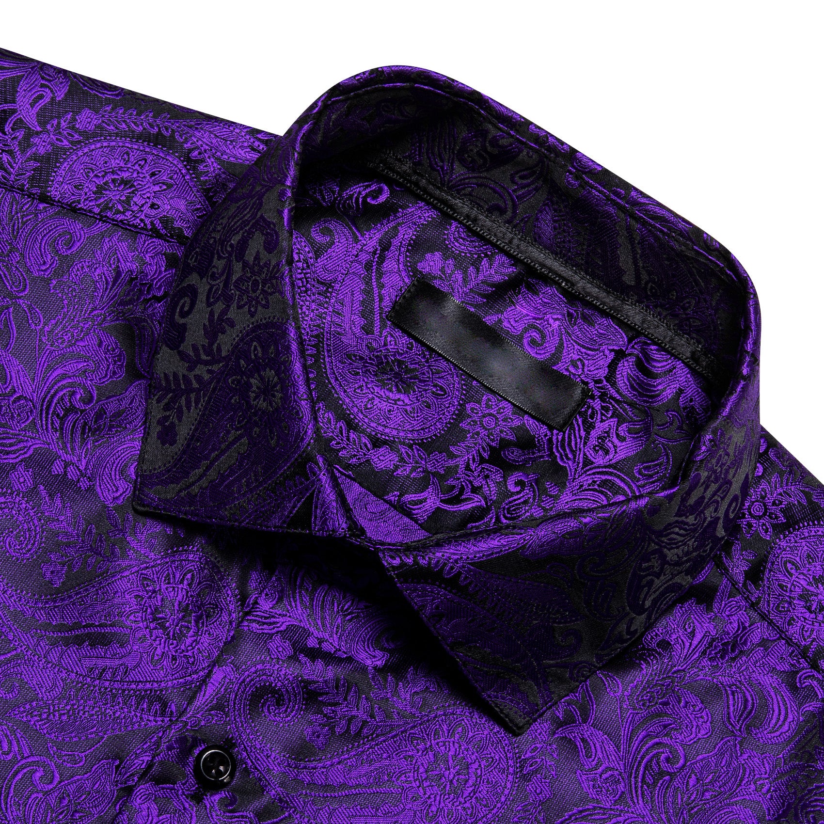Purple Black Paisley Men's Long Sleeve Shirt