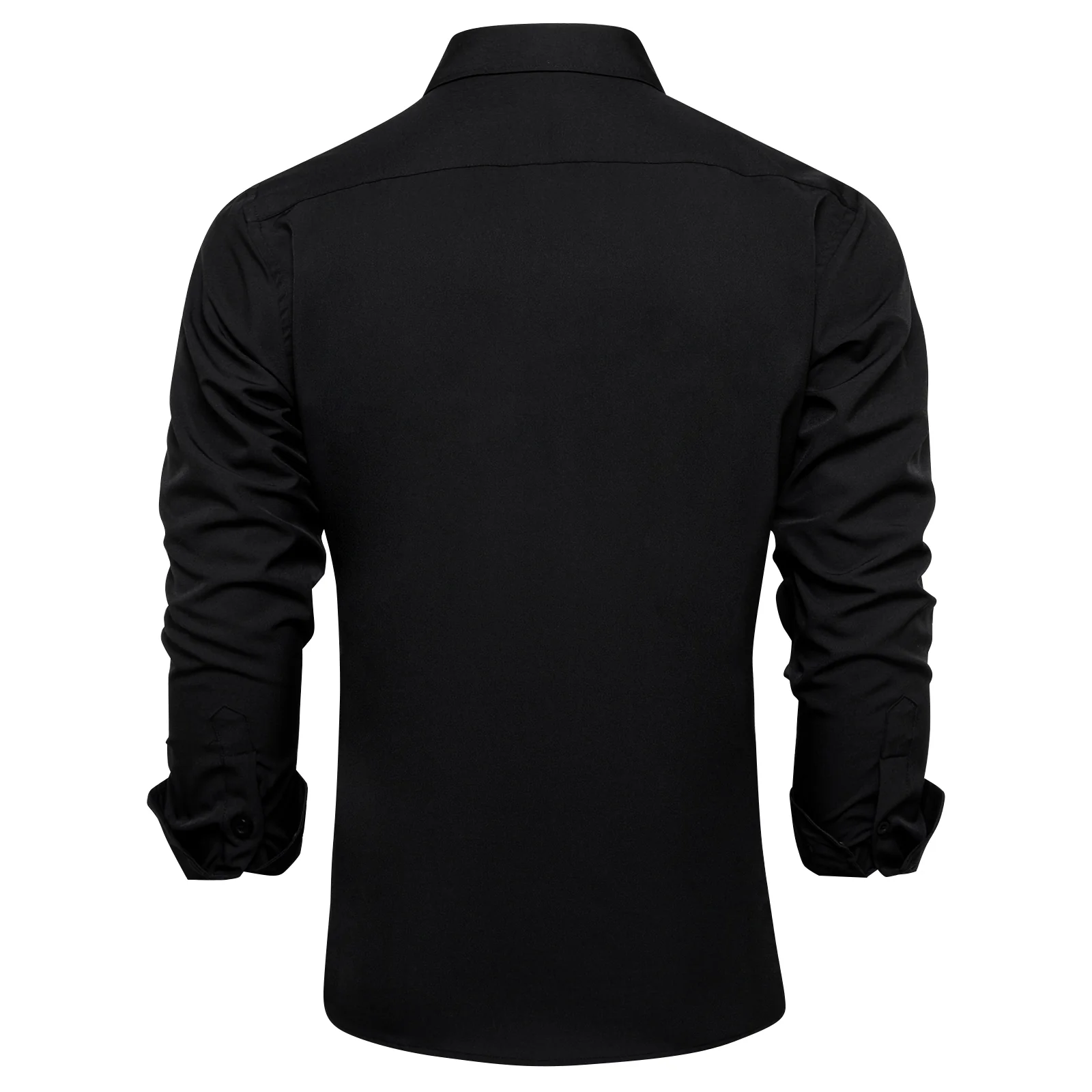 New Black Silk Golden Glitter Stitching Men's Shirt