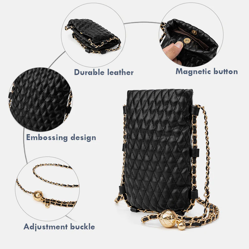 Unique Adjusting Buckle Elegant Embossing Crossbody Phone Bag