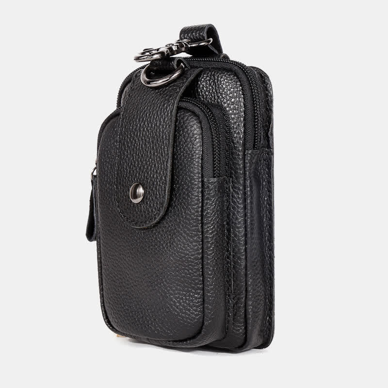 Retro Classic Leather EDC Business Waist Phone Bag