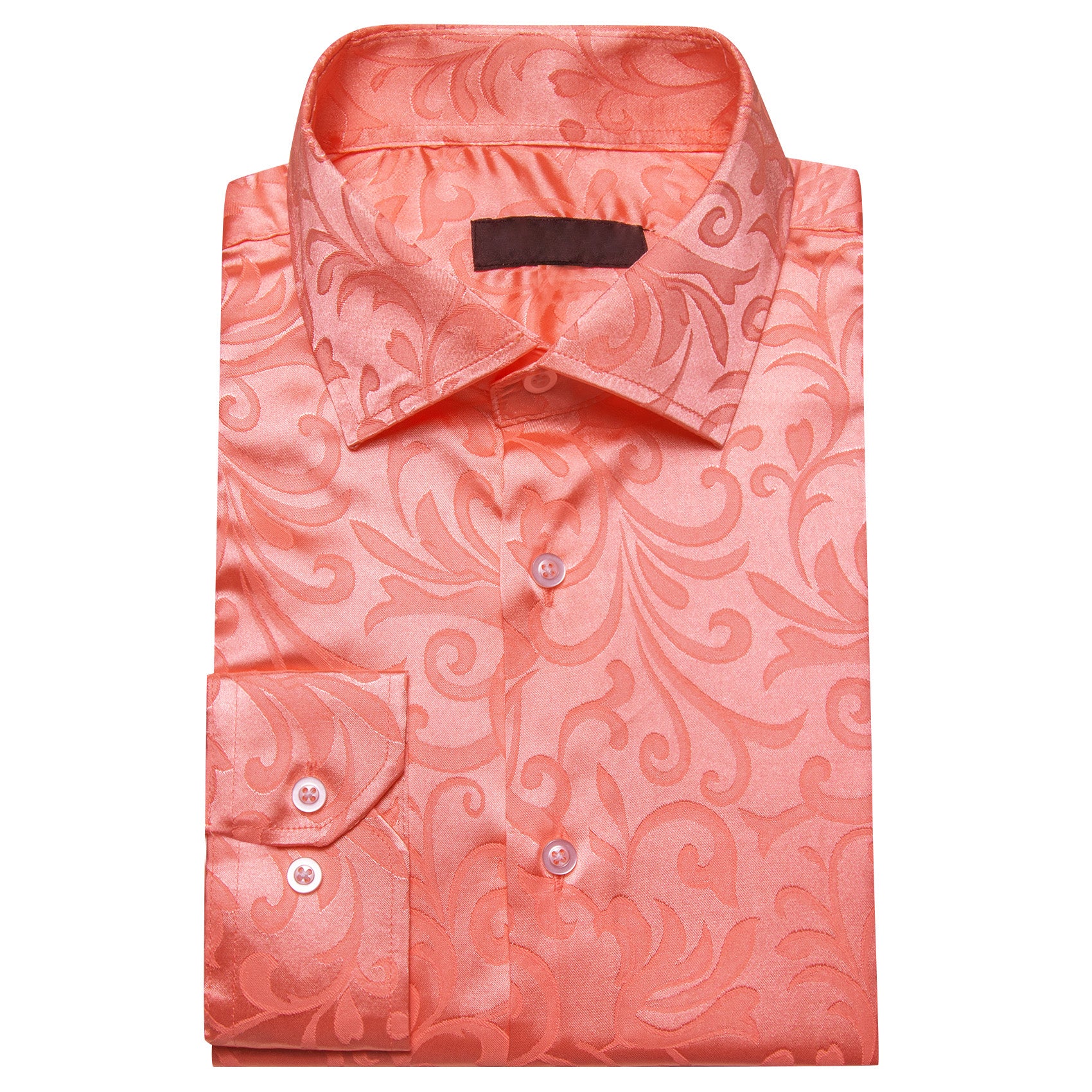Tomato Red Floral Leaf Men's Long Sleeve Shirt