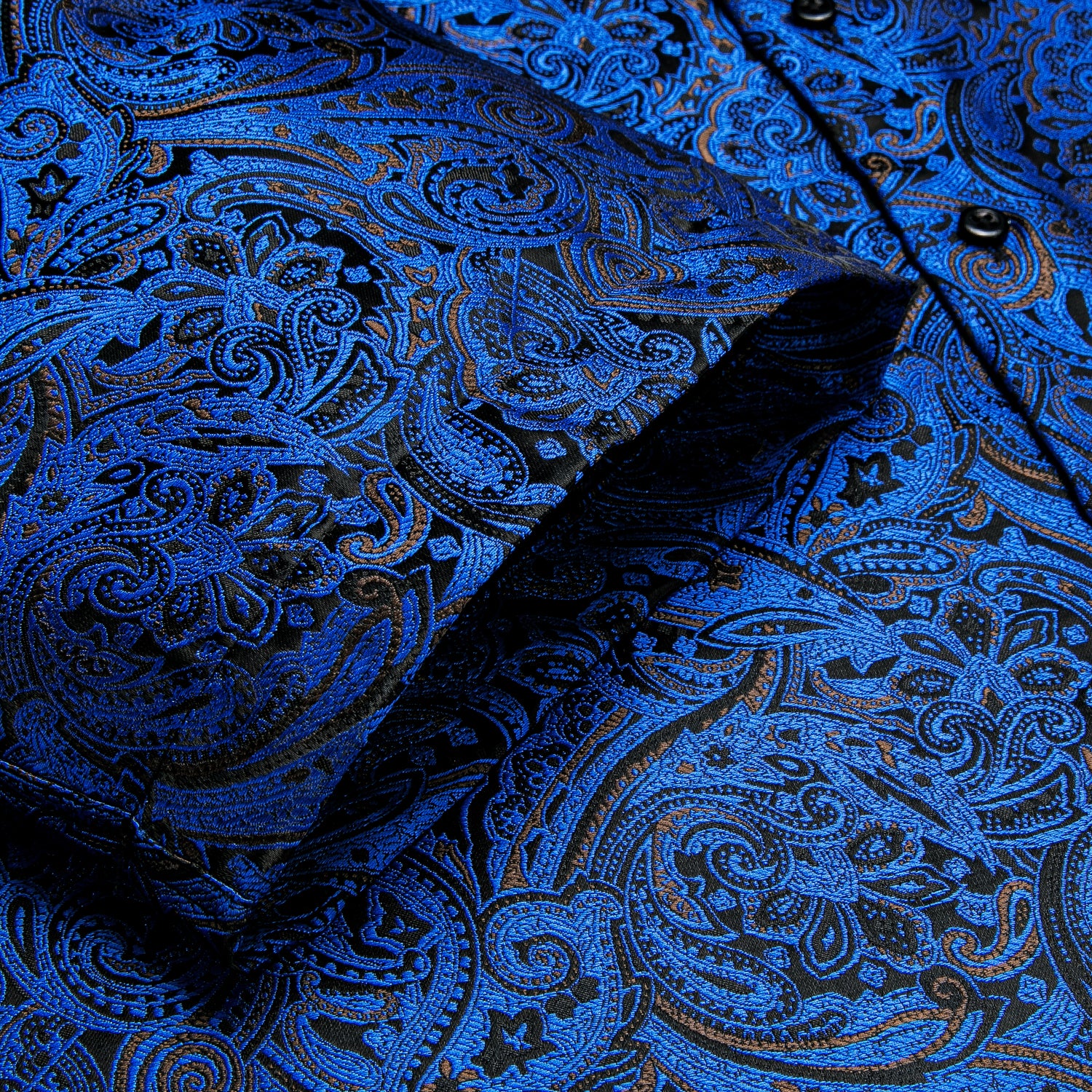 New Deep Blue Paisley Silk Men's Short Sleeve Shirt